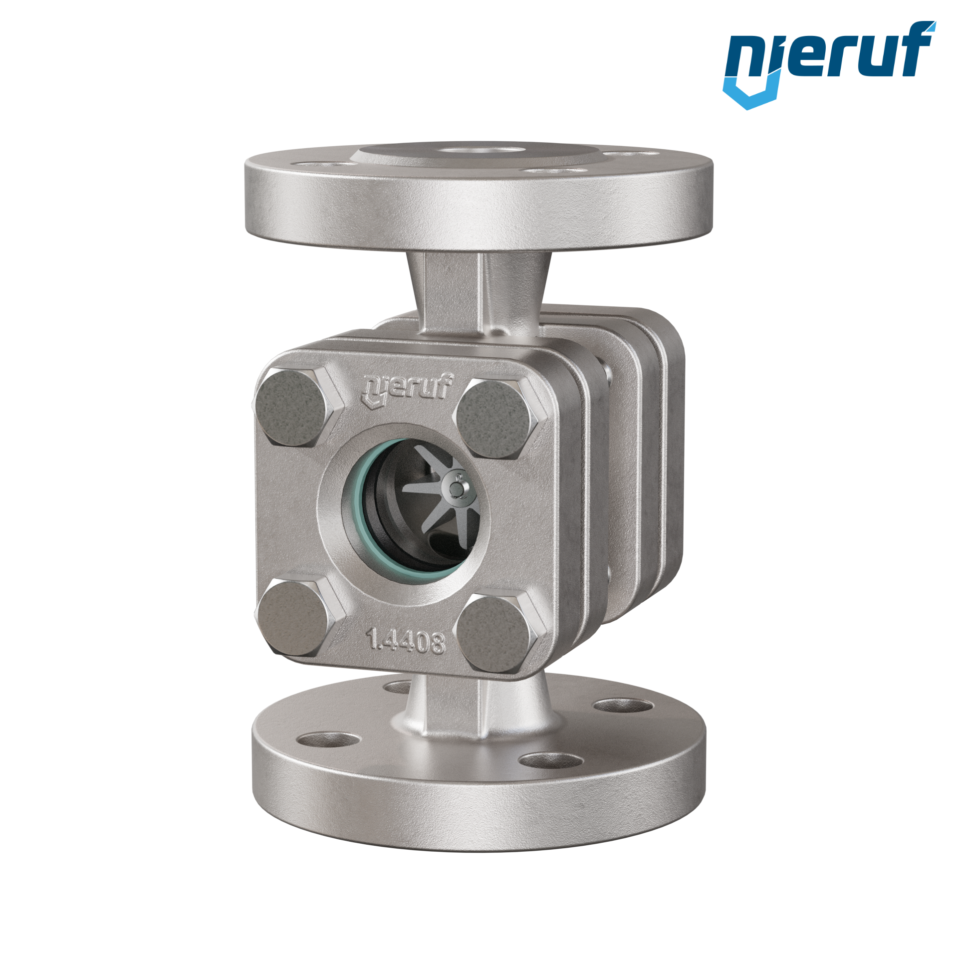 Specola visiva flangiata DN20 - 3/4" pollici acciaio inossidabile AISI 316 flangia ANSI 300 vetro borosilicato versione con rotore in PTFE
