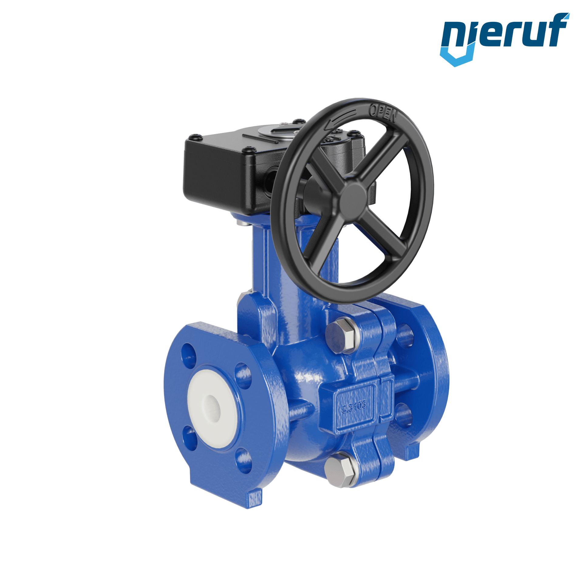 valvola a sfera flangiata PFA FK13 DN15 - 1/2" pollici PN10/16 in ghisa sferoidale 5.3103 con volantino manuale