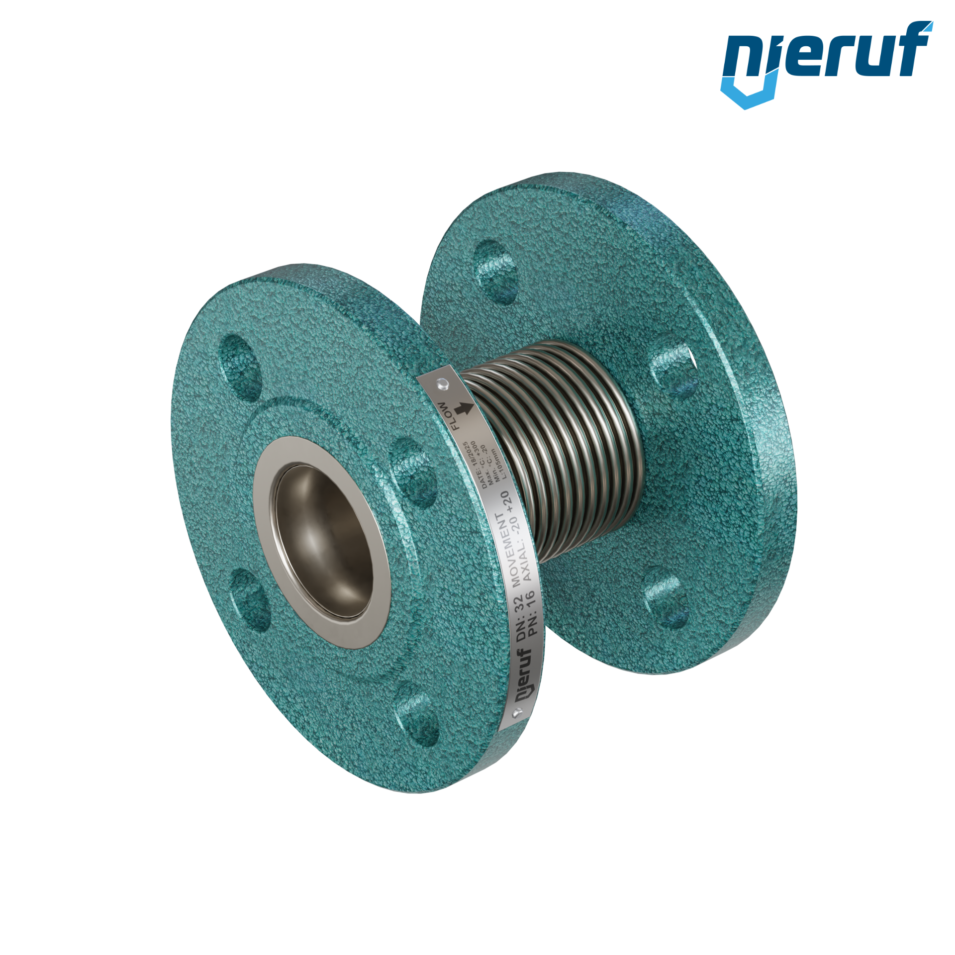 Giunto di dilatazione assiale DN32 modello KP03 flange acciaio manicotto acciaio inox