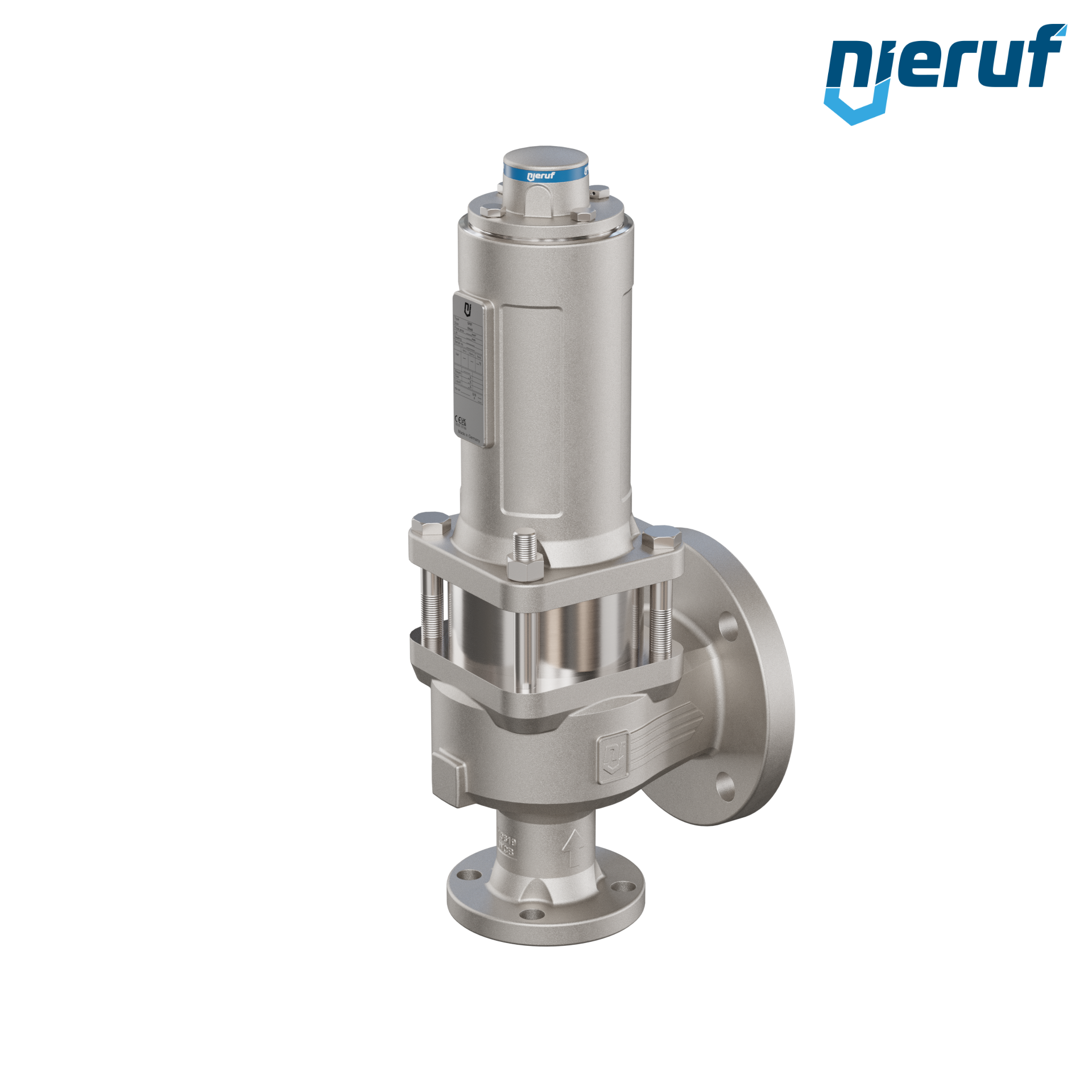 valvola di sicurezza flangiata ASME fluidi liquidi a tenuta di gas con manicotto di tenuta ANSI 150 DN40 1 1/2" x 3" SF07 acciaio, FFKM, senza dispositivo di sollevamento