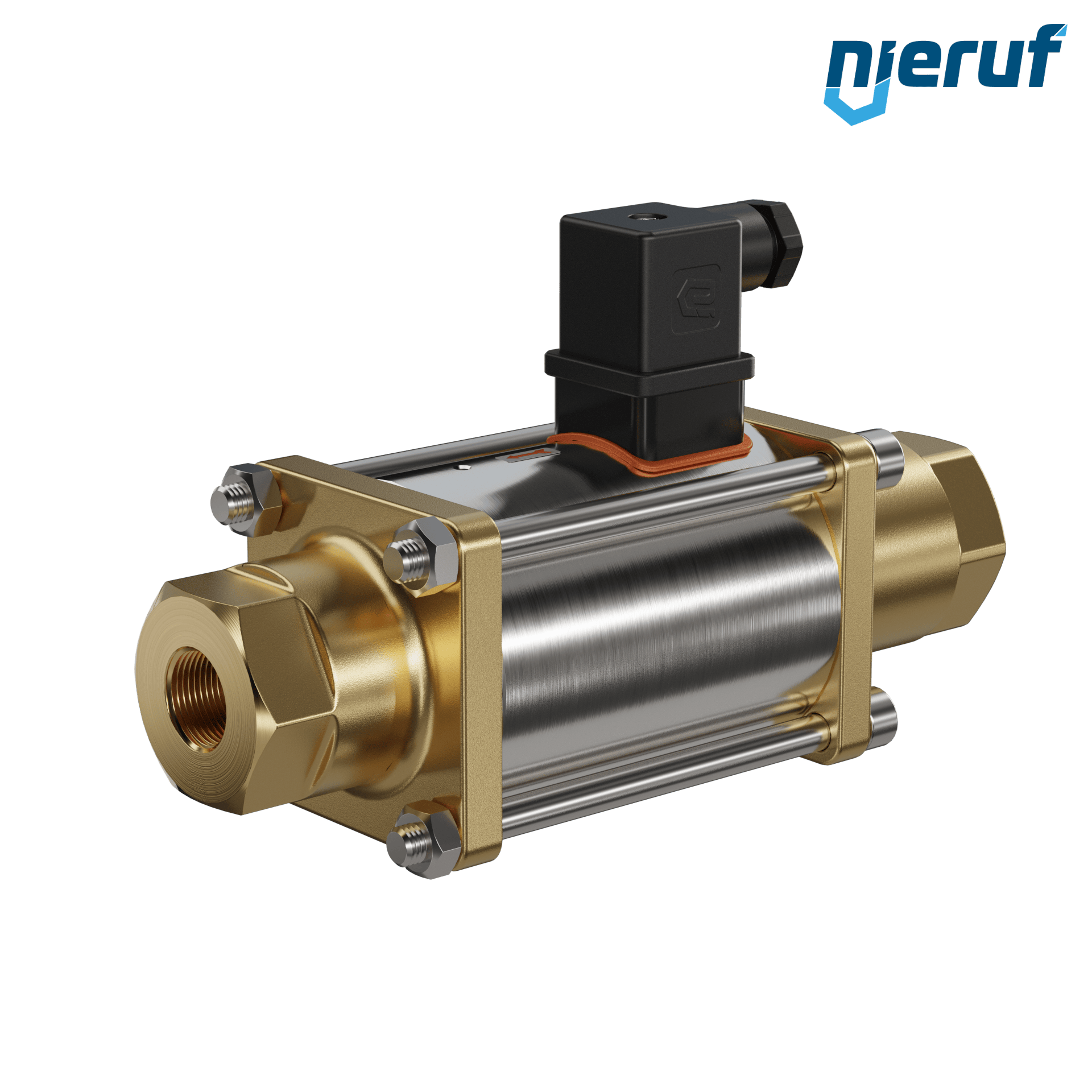 valvola coassiale a 3/2 vie 1/2" pollici filettatura interna - DN15 ottone 24V DC NC - per applicazione con acqua