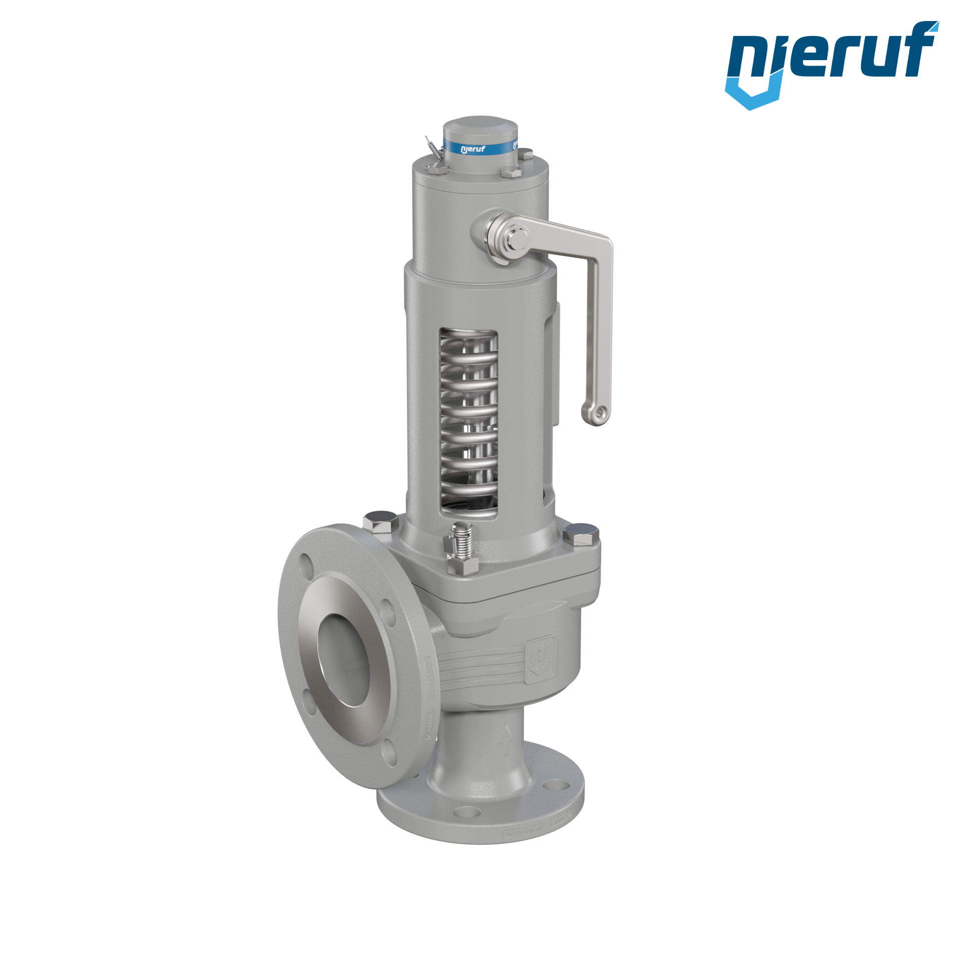 valvola di sicurezza flangiata DN40/DN65 SF06, cappello della molla aperto PTFE, dispositivo di sollevamento con leva