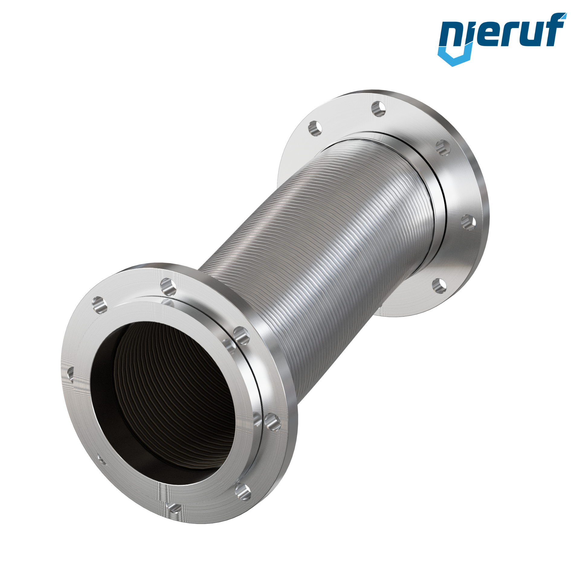 Tubo corrugato in acciaio inossidabile ES01 DN200 - 8" pollici con treccia doppia e flangia girevole Lunghezza 1000 mm