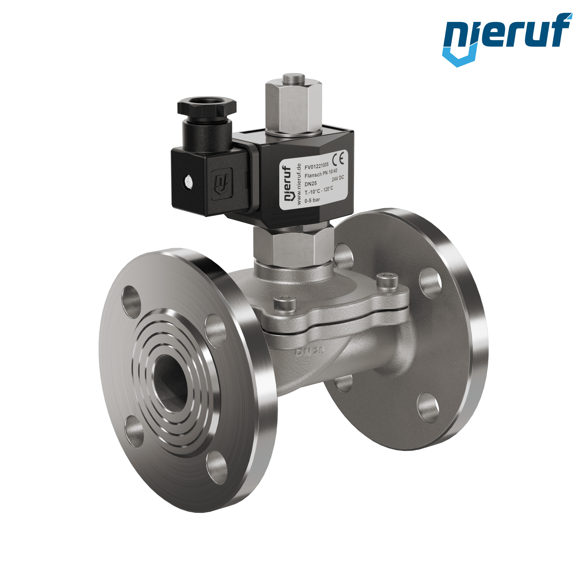 électrovanne bride DN25 acier inoxydable FV01 FKM 24V DC NO