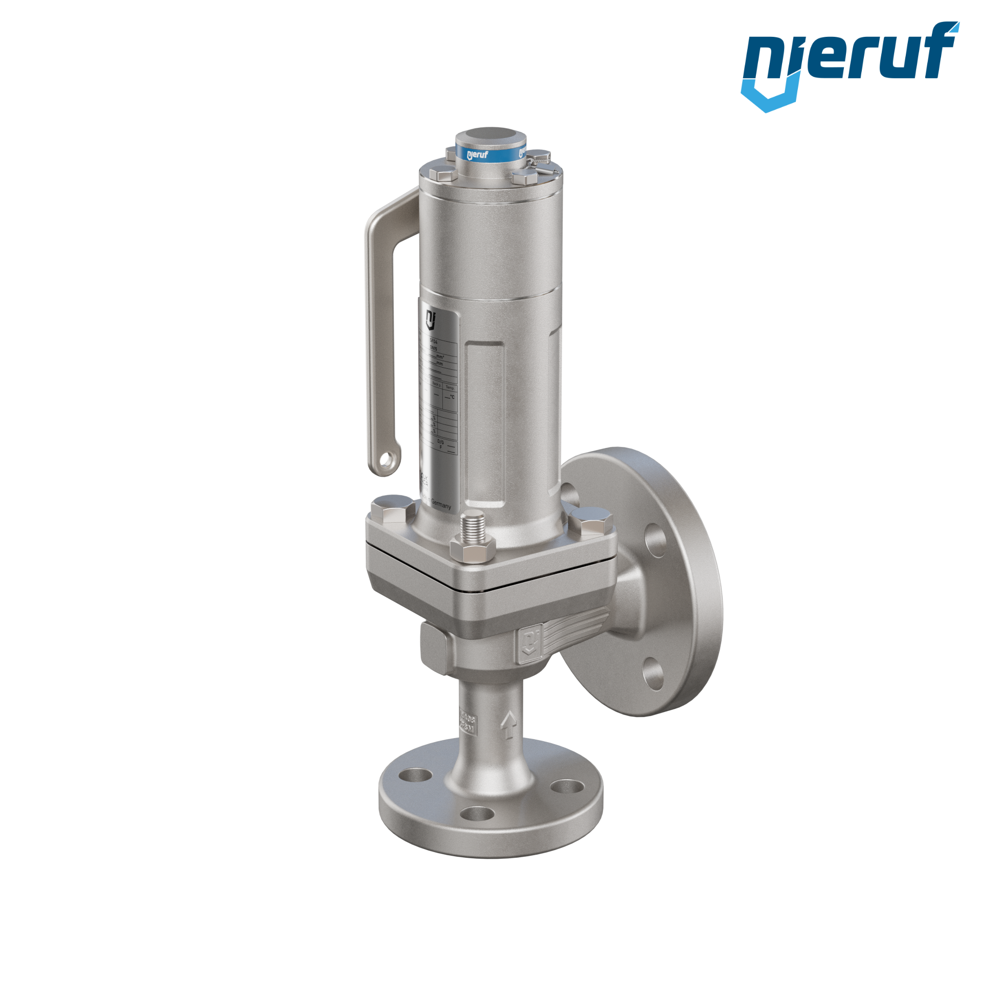 valvola di sicurezza flangiata DN15/DN25 SF04, acciaio inox 1.4408 PTFE, dispositivo di sollevamento con leva