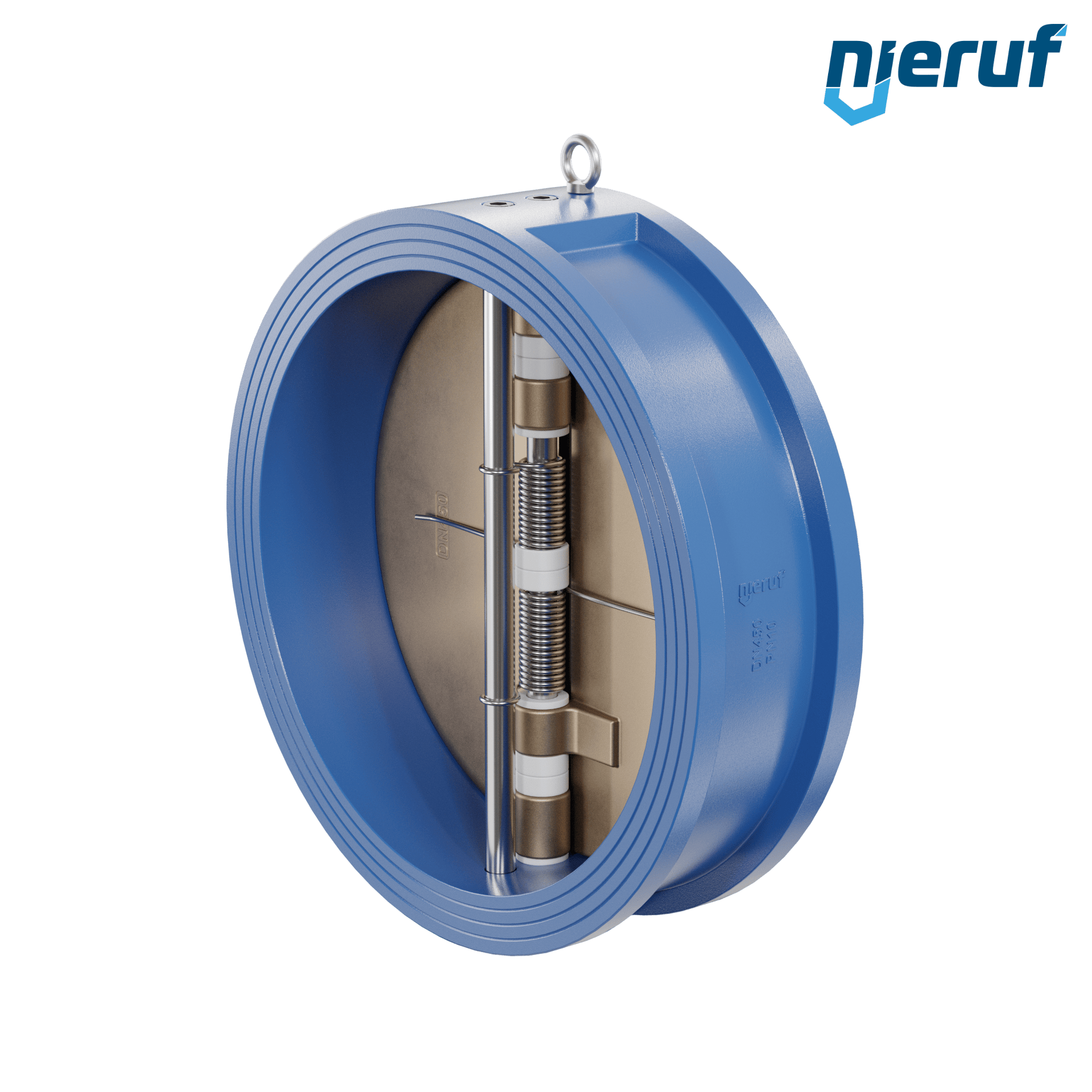 valvola di ritegno a doppio battente DN450 ANSI150 DR04 ANSI 150 GGG40 con rivestimento epossidico blu 180µm  FKM