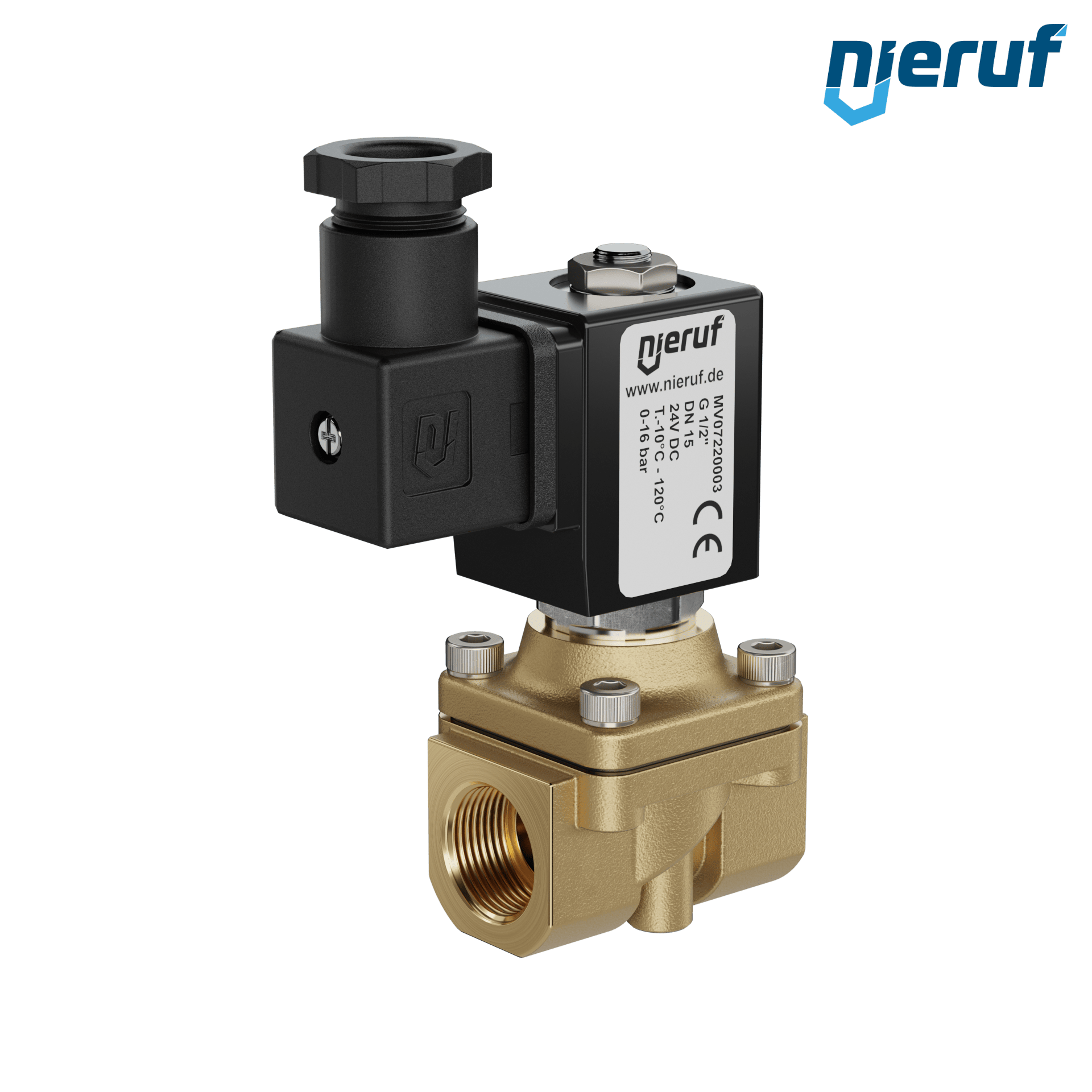 elettrovalvola G 1/2" pollici ottone MV07 FKM 24V DC