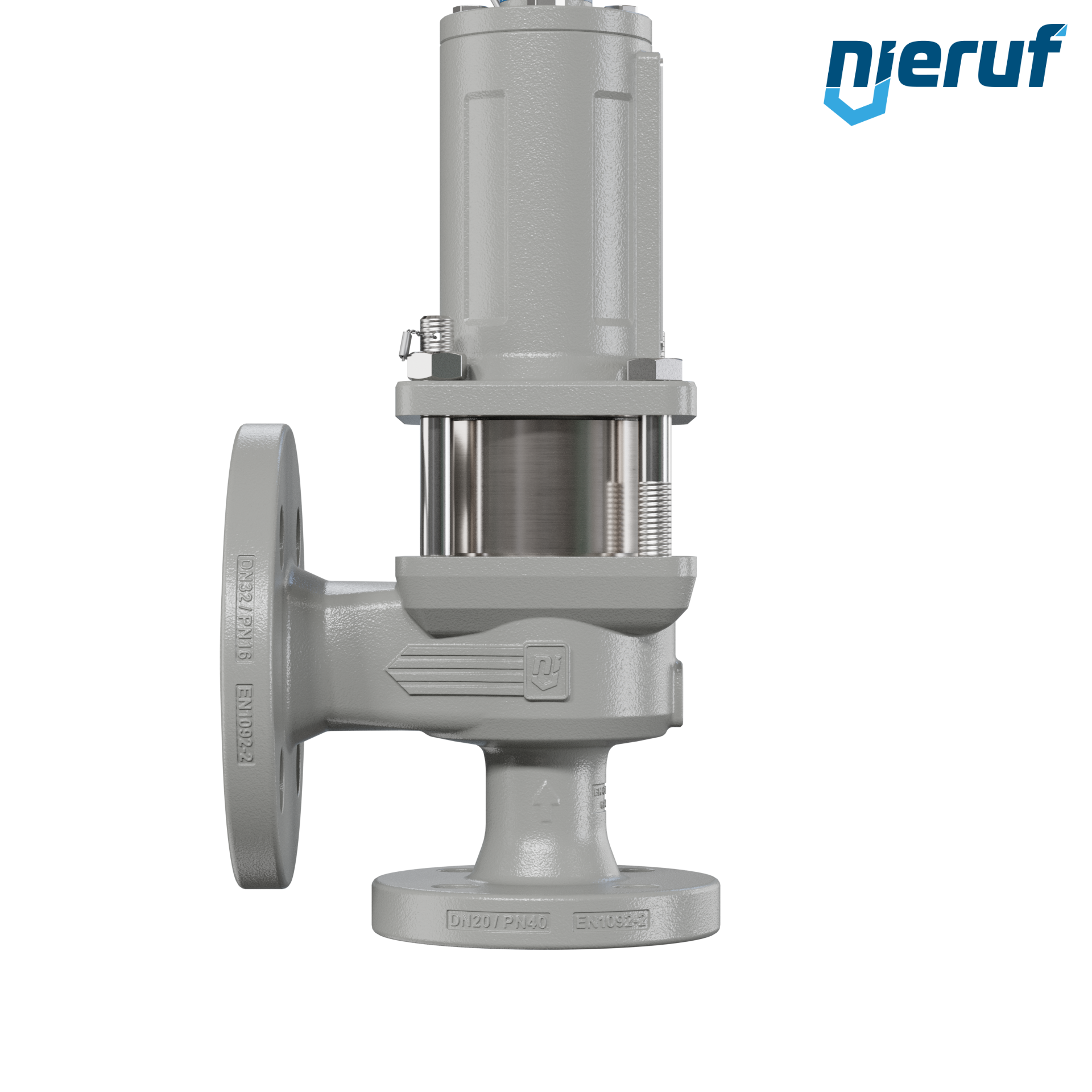 valvola di sicurezza flangiata DN20/DN32 SF06, cappello della molla a tenuta di gas (antigas) & manicotto di tenuta in acciaio inossidabile PTFE, senza dispositivo di sollevamento