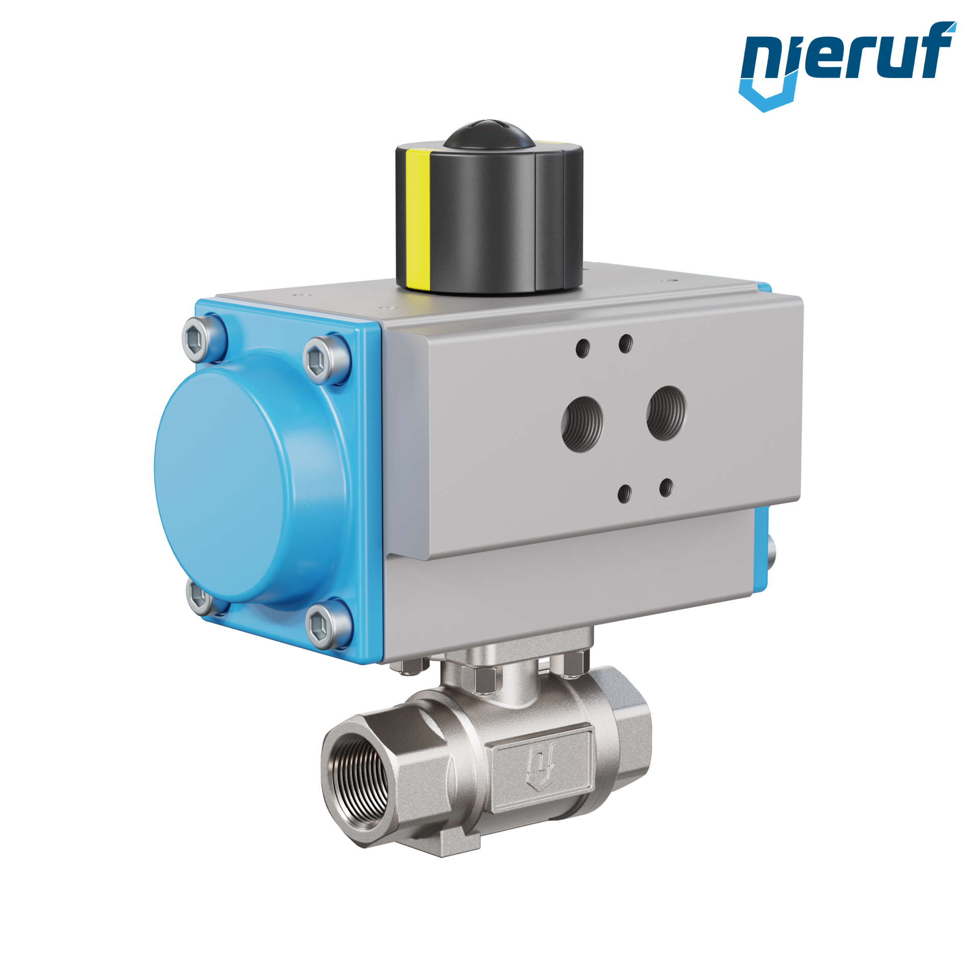 valvola a sfera con attuatore pneumatico DN15 - 1/2" pollici acciaio inossidabile azionamento rotativo a effetto semplice apertura a molla PK02 DVGW W