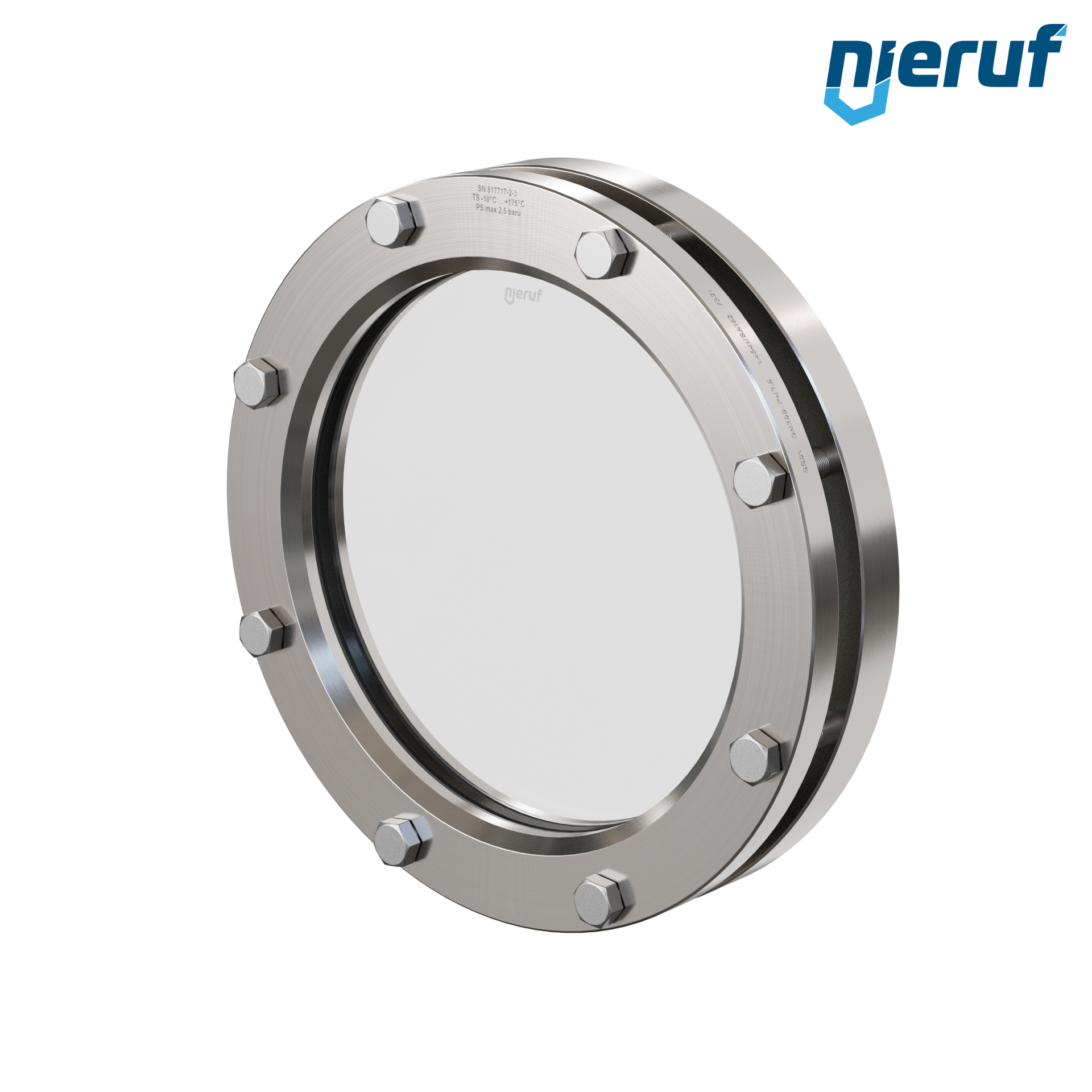 oblò di osservazione per serbatoi DN200 BS01 acciaio inossidabile 1.4571 EPDM vetro borosilicato 2,5bar
