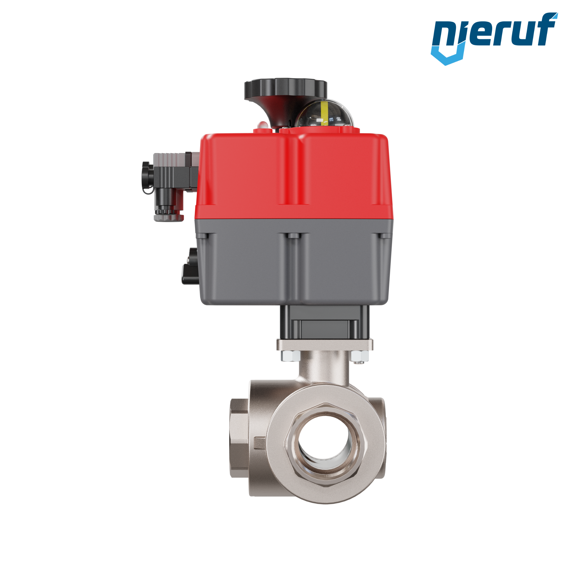 valvola a sfera a 3 vie con attuatore elettrico 24-240V DN40 - 1 1/2" pollici ottone a passaggio totale con incavo a forma di T