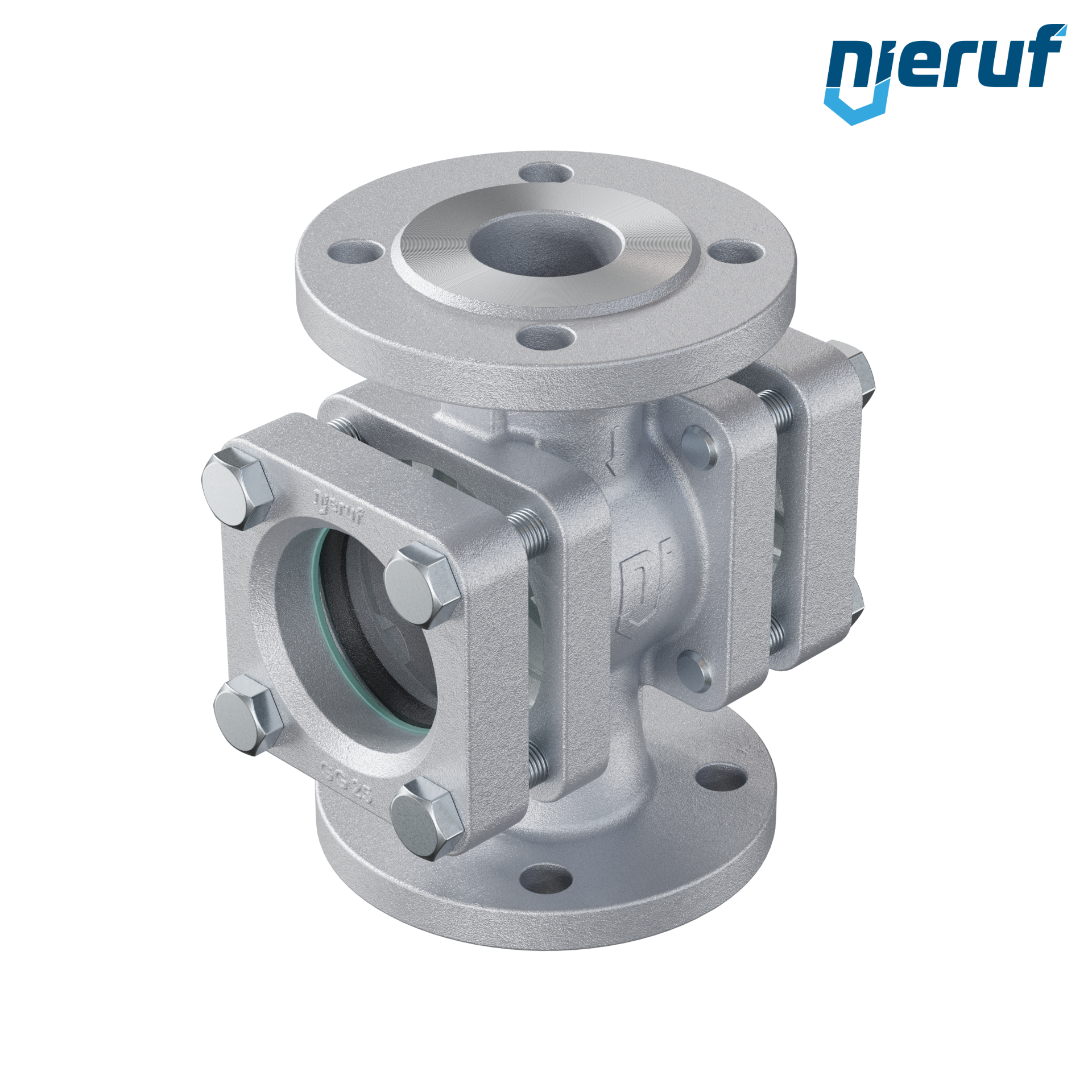Specola visiva flangiata DN50 - 2" pollici ghisa GG25 flangia ANSI 150 vetro borosilicato versione con rotore in PTFE