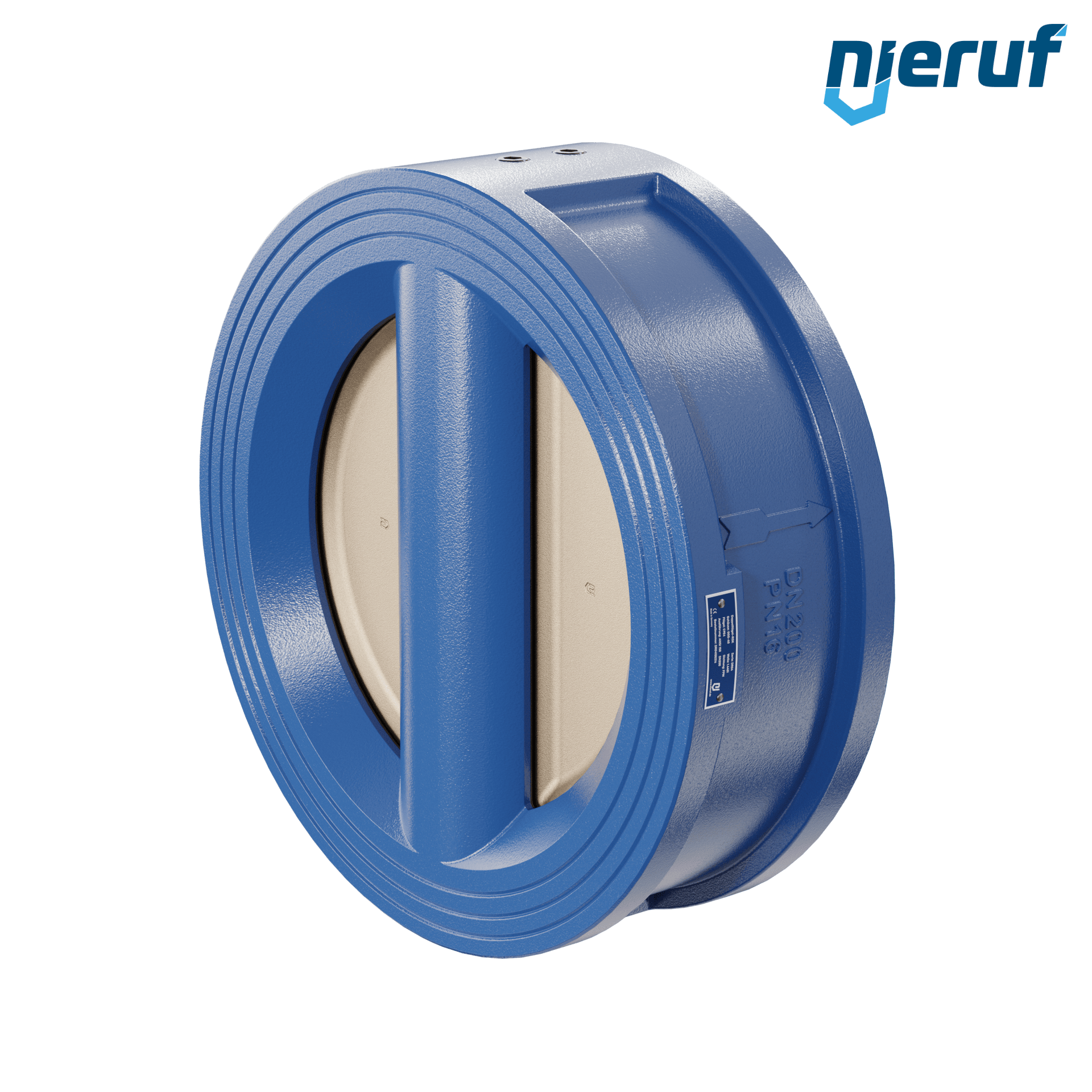 valvola di ritegno a doppio battente DN200 ANSI150 DR04 ANSI 150 GGG40 con rivestimento epossidico blu 180µm  FKM