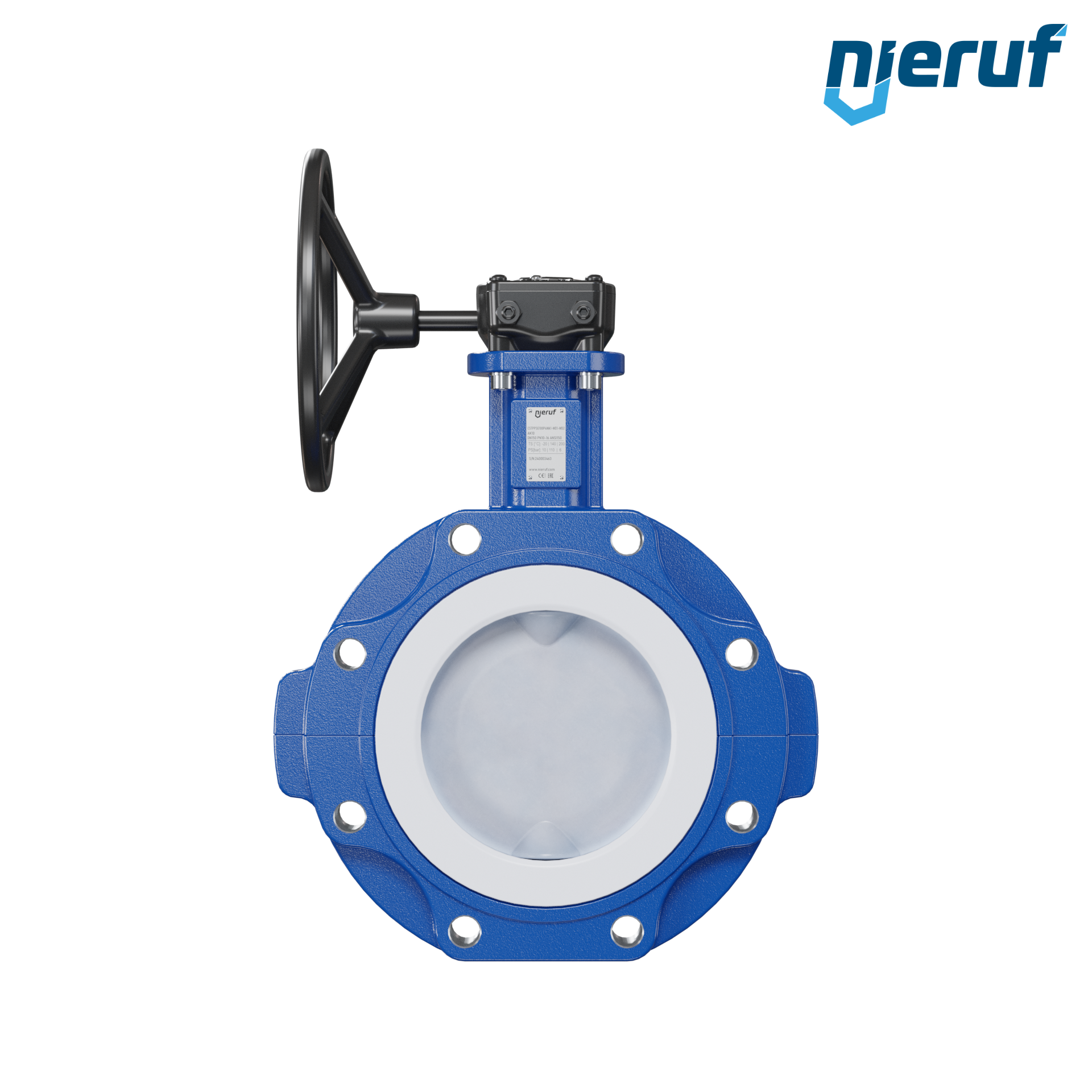 valvola a farfalla PFA PTFE AK10 DN150 PN10-PN16 volantino manuale inserto in FKM