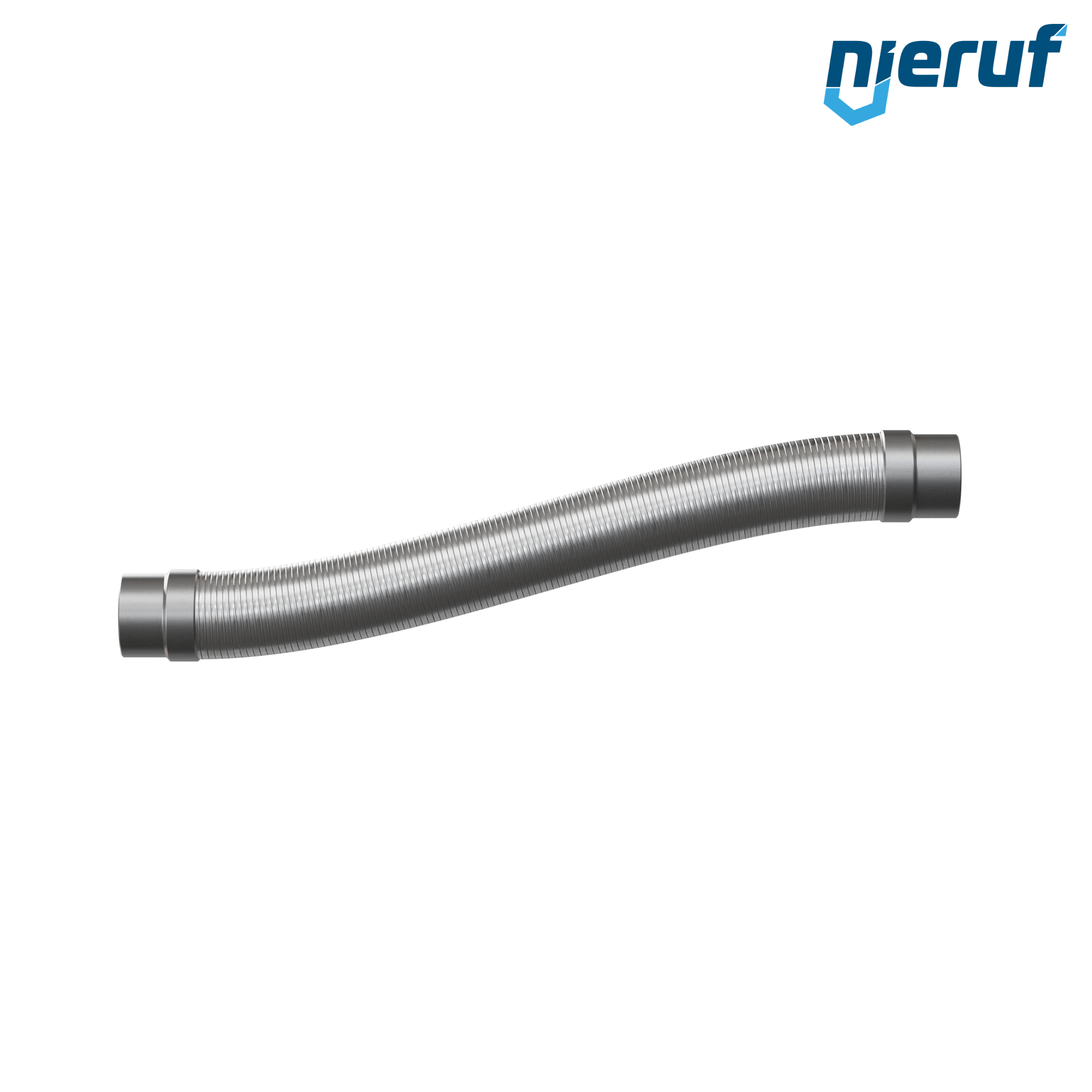 Tubo corrugato in acciaio inossidabile ES01 DN50 - 60.3 mm con treccia doppia e estremità a saldare Lunghezza 1000 mm