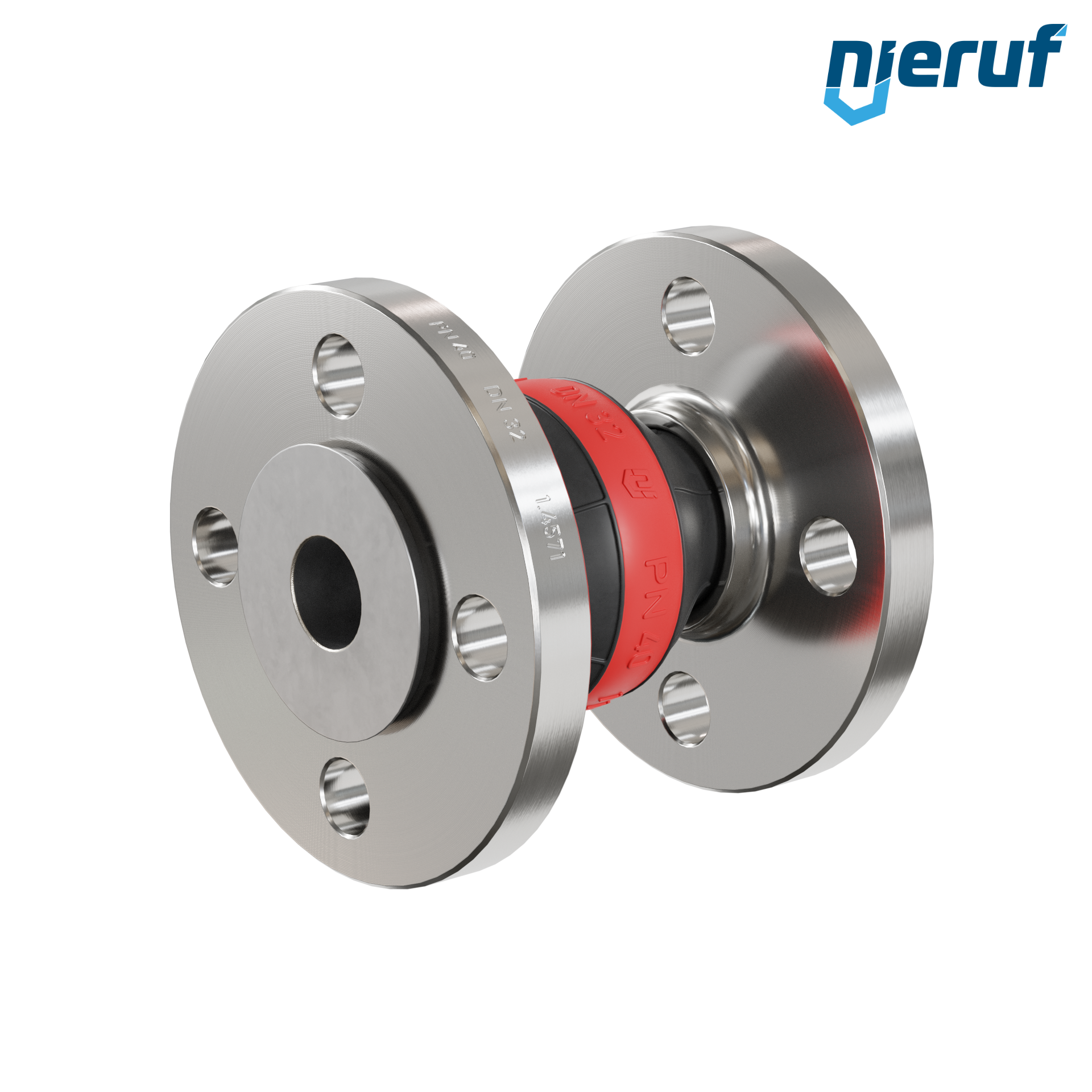 Compensatore in gomma per acqua potabile con deflettore DN32 tipo KP04 flange in acciaio inox EPDM