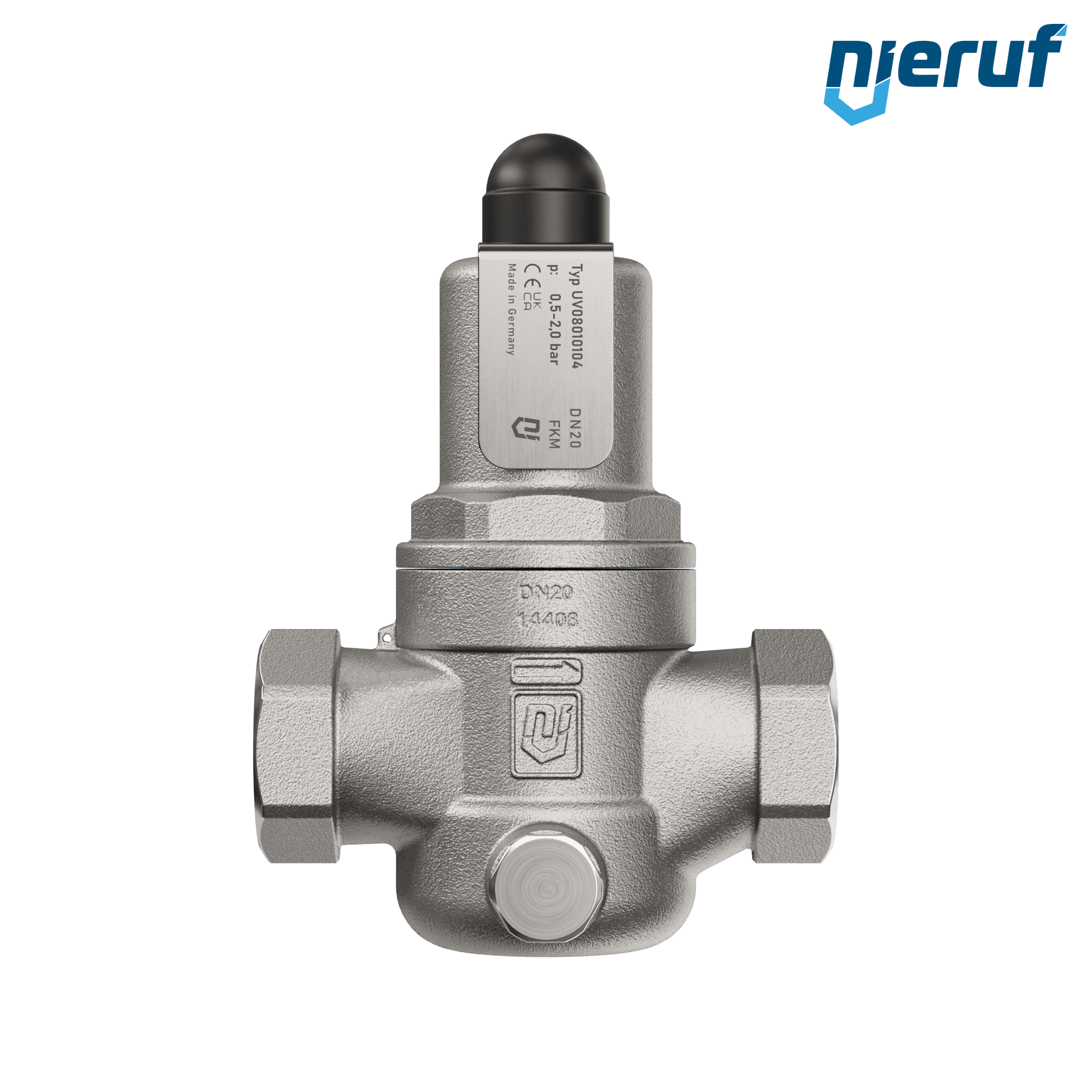 valvola di troppo pieno a pressione differenziale 3/4" pollici filettat. int UV08 acciaio inossidabile AISI 316L 0,5 - 2,0 bar