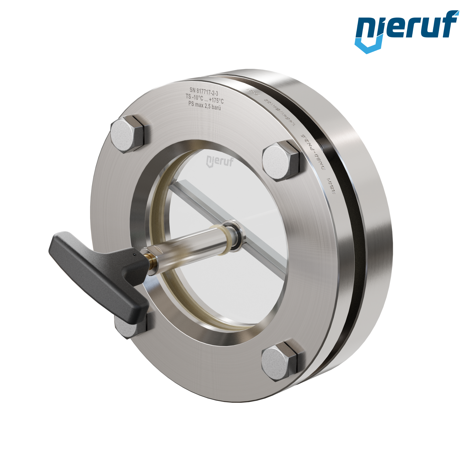 oblò di osservazione per serbatoi con tergicristallo in PTFE DN80 BS01 acciaio inossidabile 1.4571 NBR vetro borosilicato 2,5bar