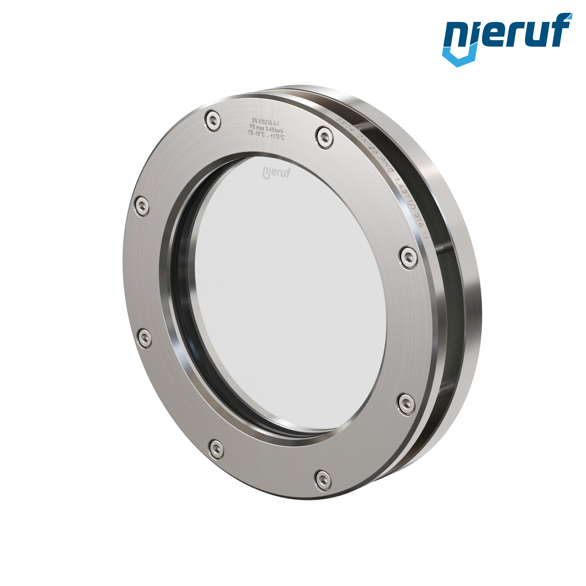 oblò di osservazione per serbatoi DN125 BS04 acciaio inossidabile 1.4571 EPDM vetro borosilicato 0,0 bar
