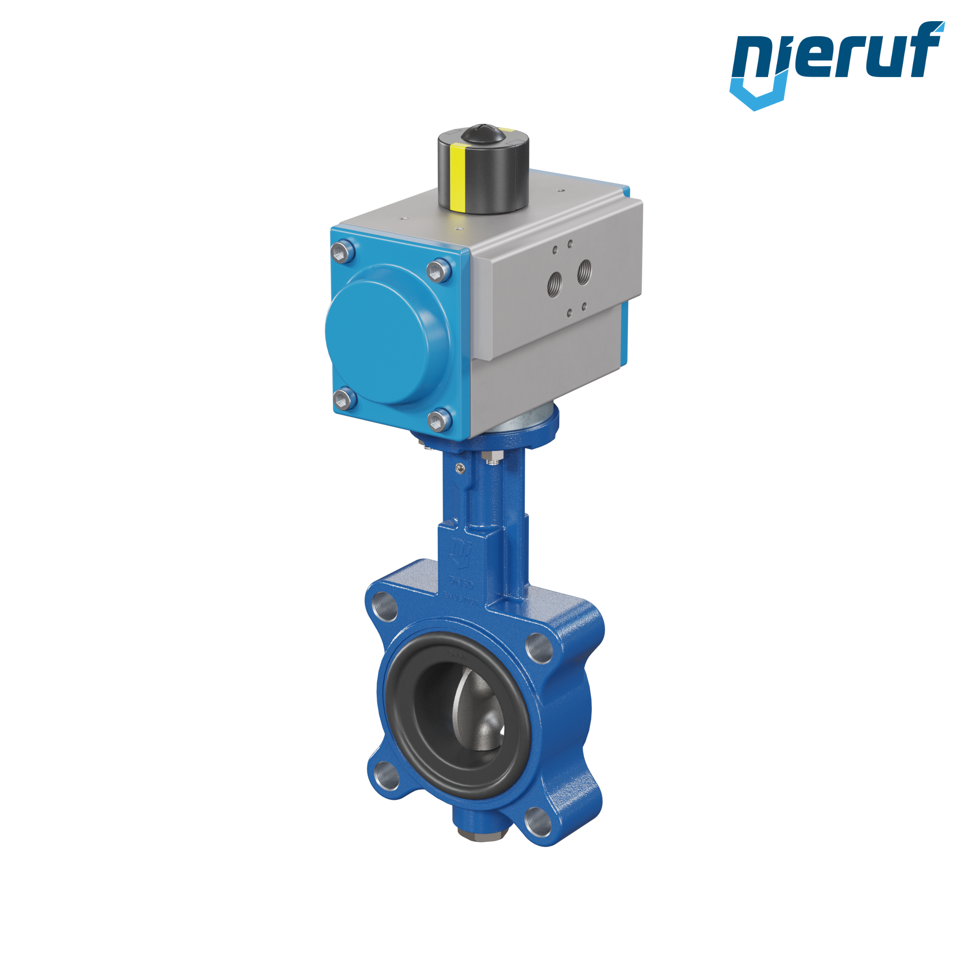 Butterfly valve DN 50 AK02 NBR-70-black DVGW gas pneumatic actuator single acting normally open