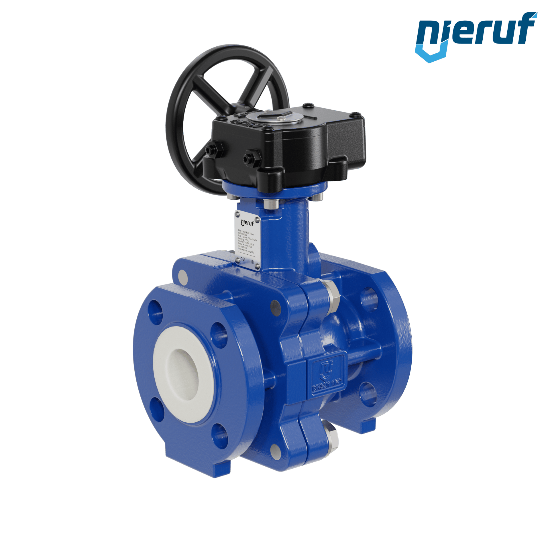 valvola a sfera flangiata PFA FK13 DN32 - 1 1/4" pollici ANSI 150 inghisa sferoidale 5.3103 con volantino manuale
