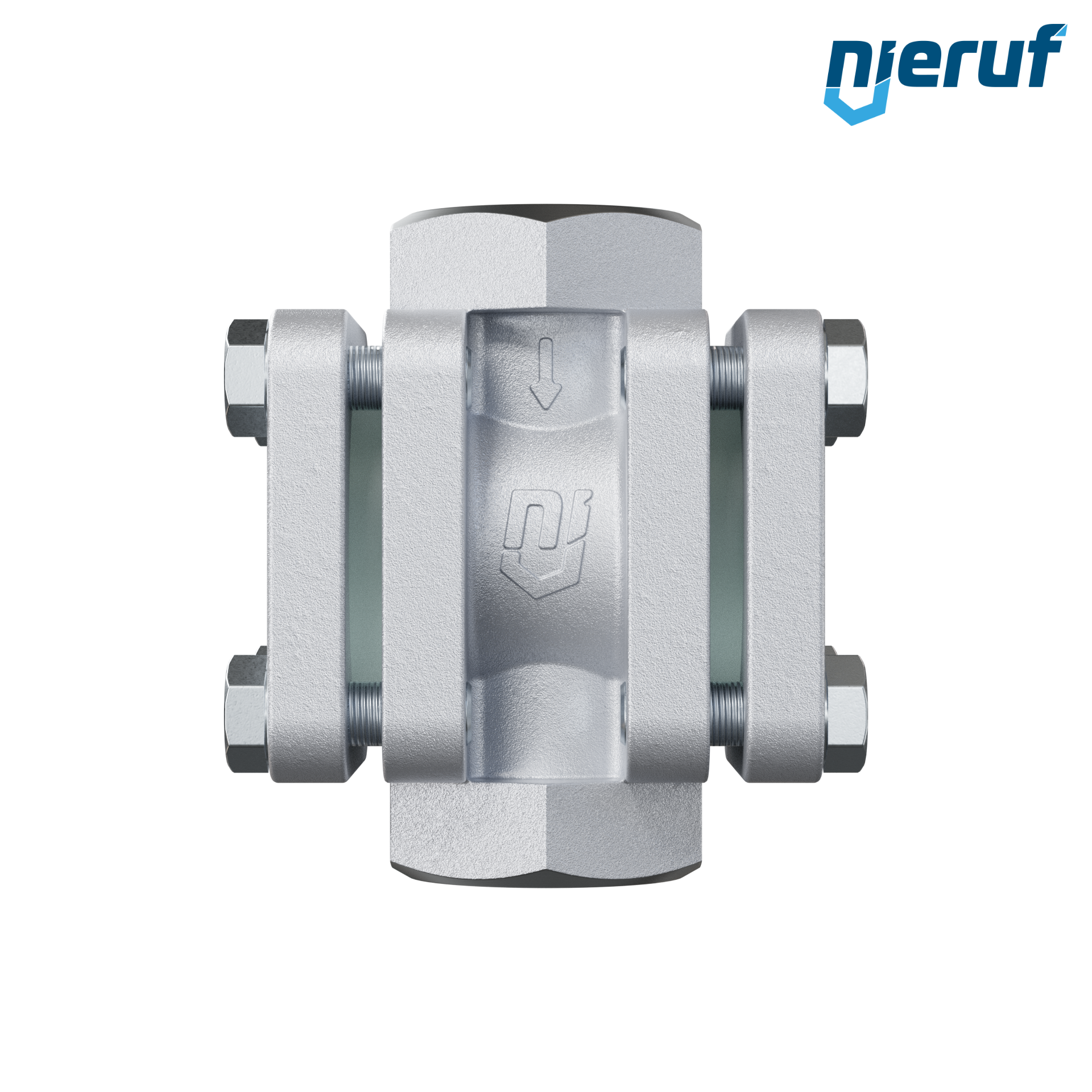 oblò di osservazione filettato / specola visiva a ghiera G 1 1/4" pollici ghisa grigia GG25 vetro borosilicato versione con rotore in PTFE
