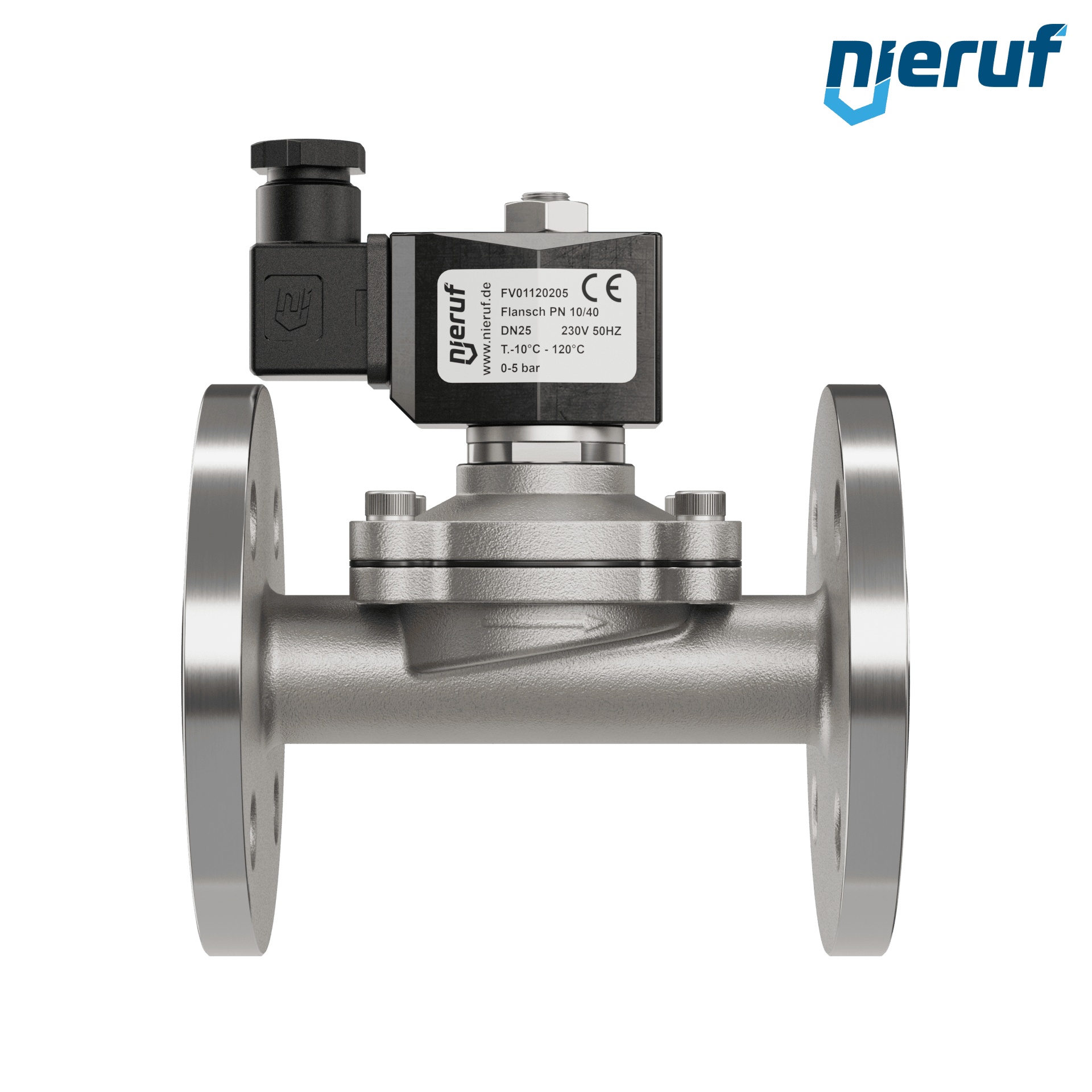 elettrovalvola per il vuoto con flangia DN25 acciaio inossidabile FV01 FKM 230V 50Hz