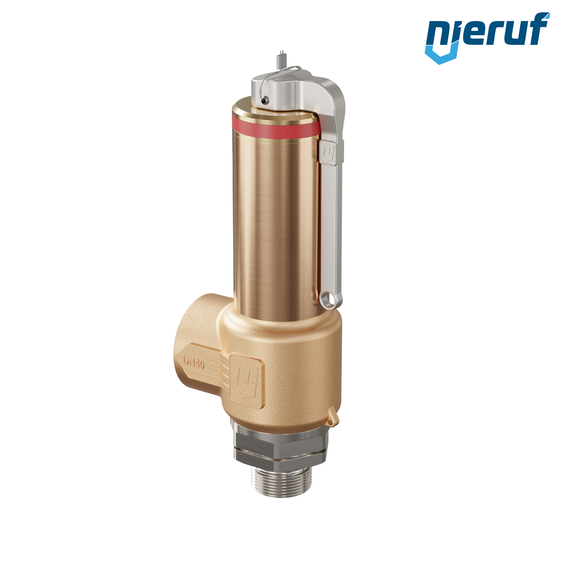Kriogeniczny zawór bezpieczeństwa Dźwignia DN25 1" GZ x 1 1/2" GW SV18, stal nierdzewna & brąz PTFE