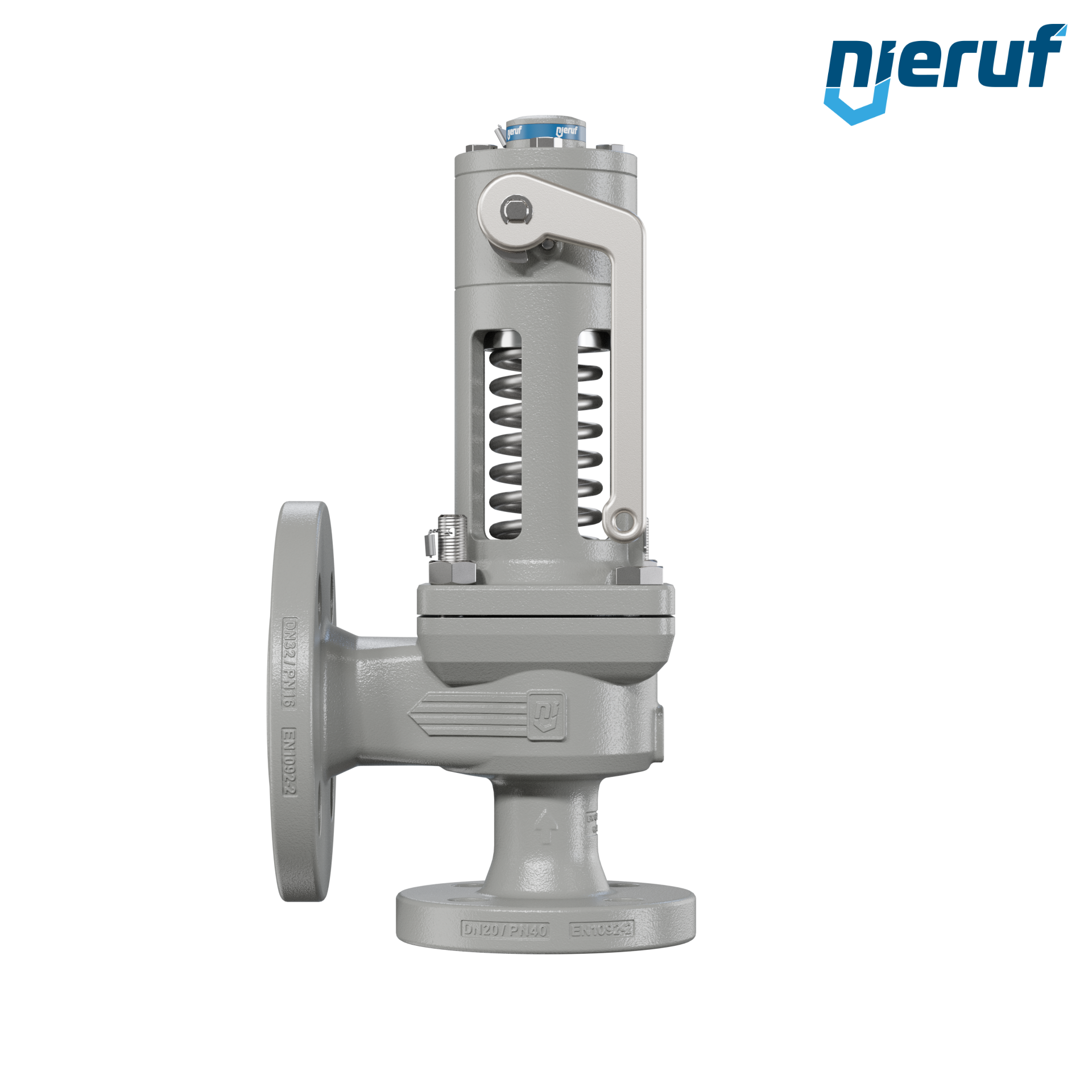 valvola di sicurezza flangiata DN20/DN32 SF06, cappello della molla aperto PTFE, dispositivo di sollevamento con leva