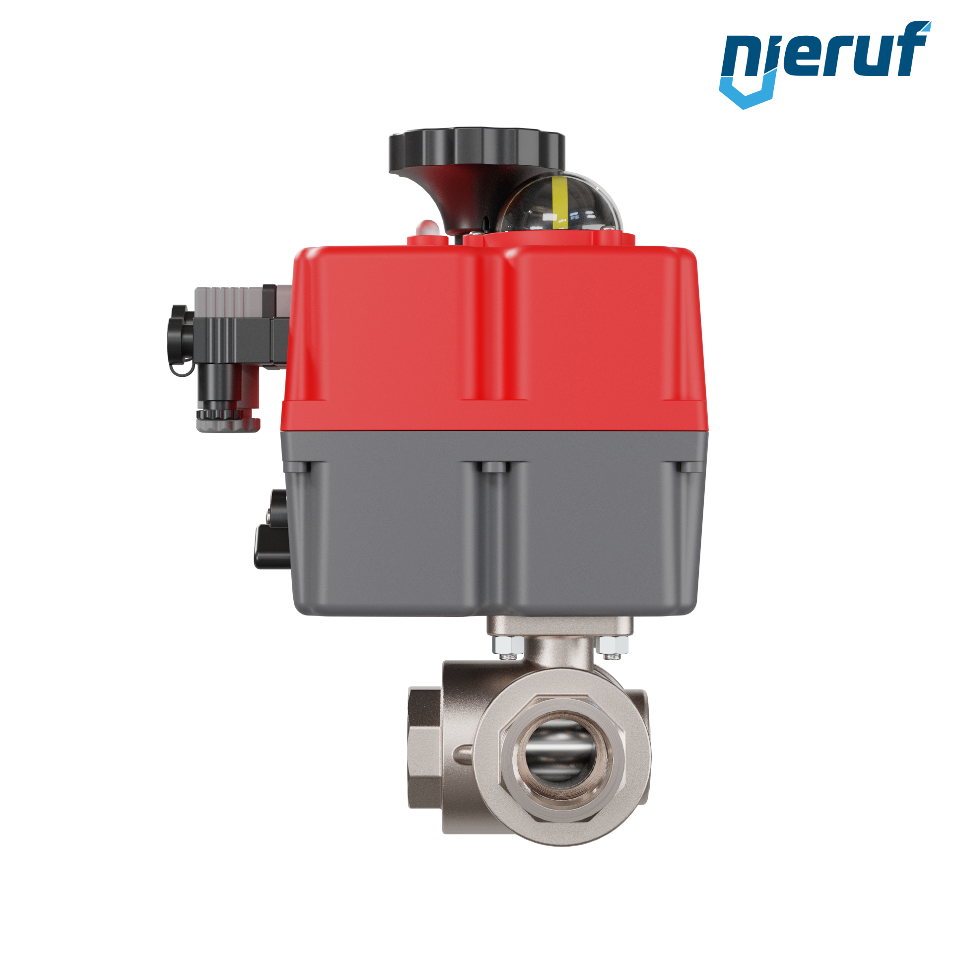 valvola a sfera a 3 vie con attuatore elettrico 24-240V DN25 - 1" pollici ottone a passaggio totale con incavo a forma di L