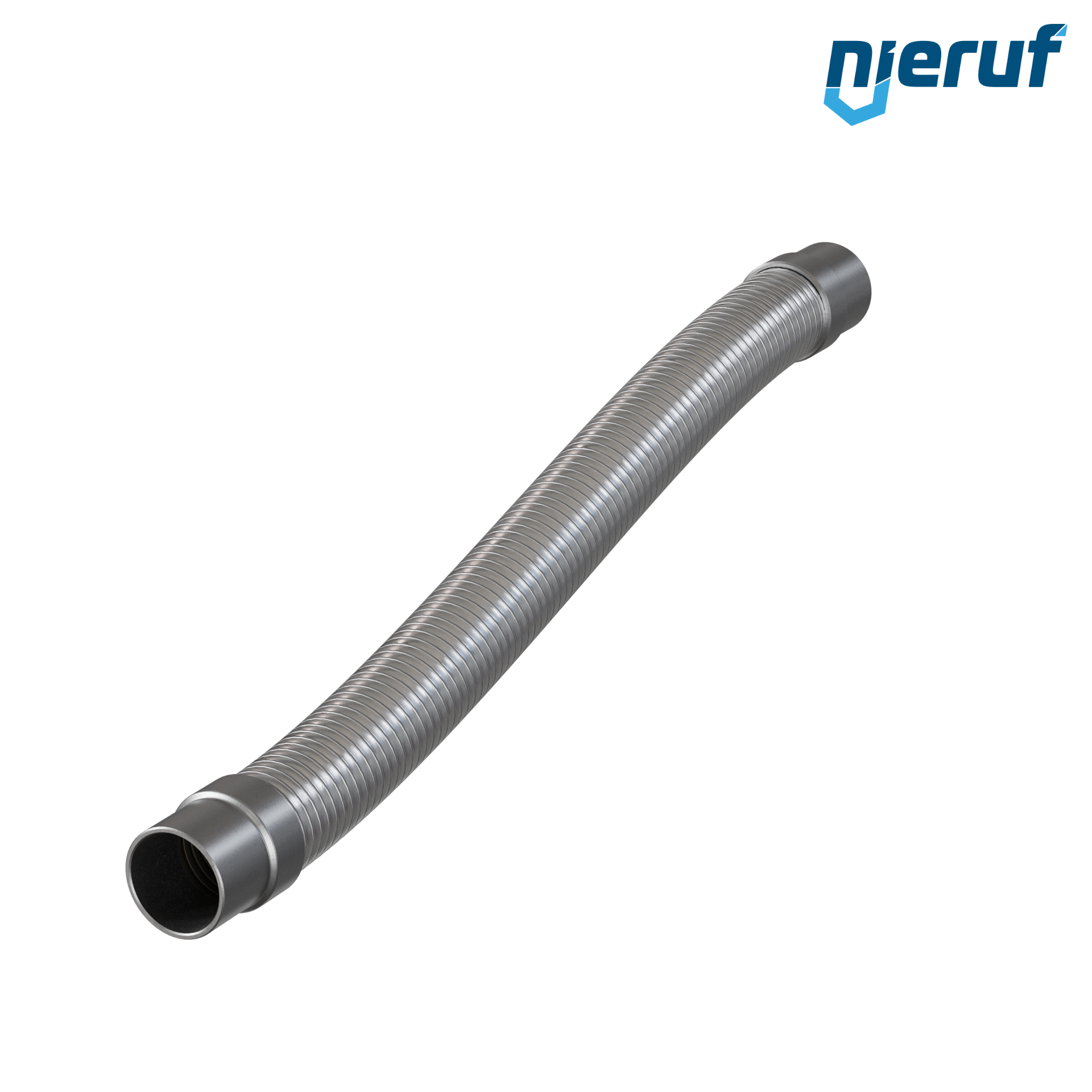 Tubo corrugato in acciaio inossidabile ES01 DN40 - 48.3 mm con treccia doppia e estremità a saldare Lunghezza 1000 mm