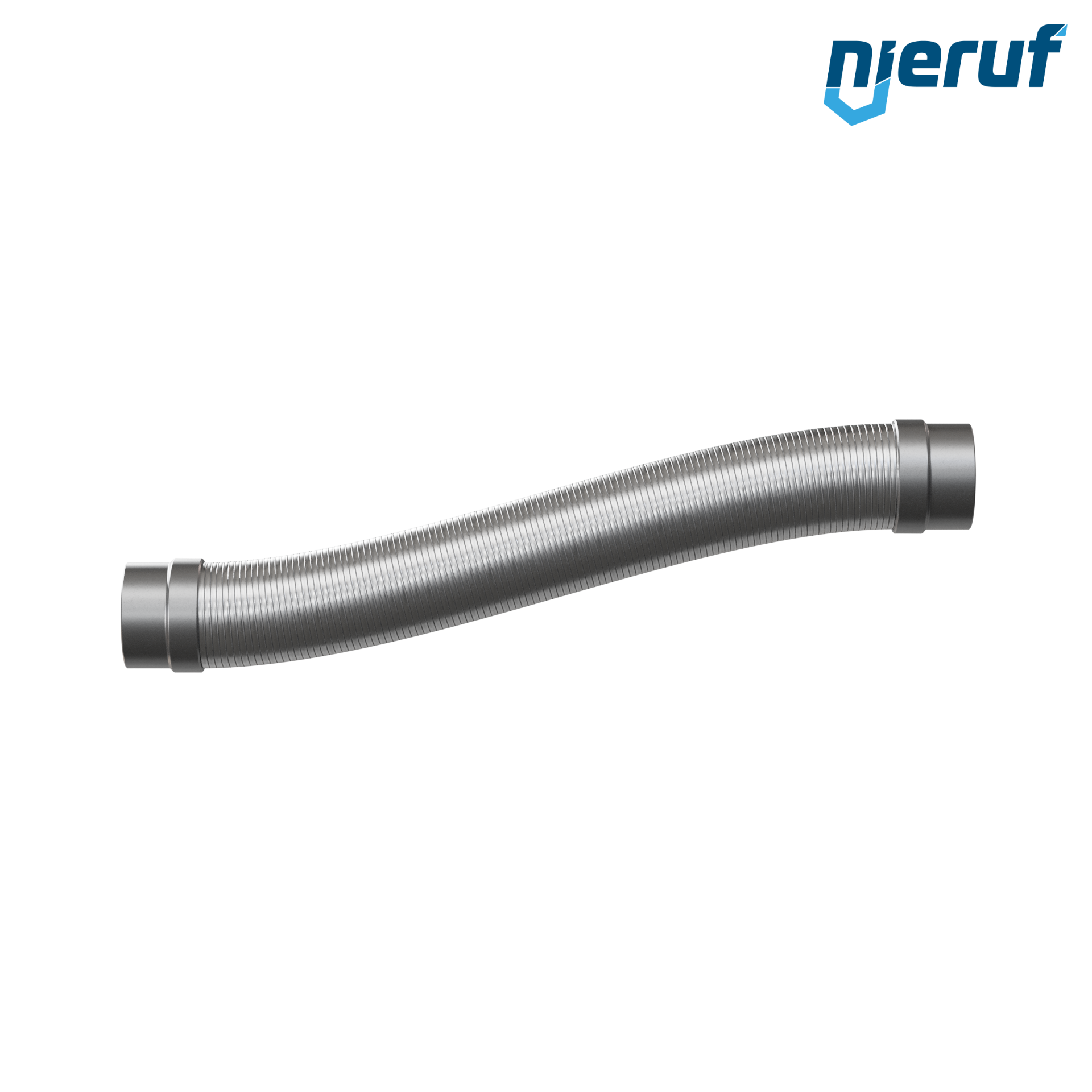 Tubo corrugato in acciaio inossidabile ES01 DN65 - 76.1 mm con treccia doppia e estremità a saldare Lunghezza 1000 mm