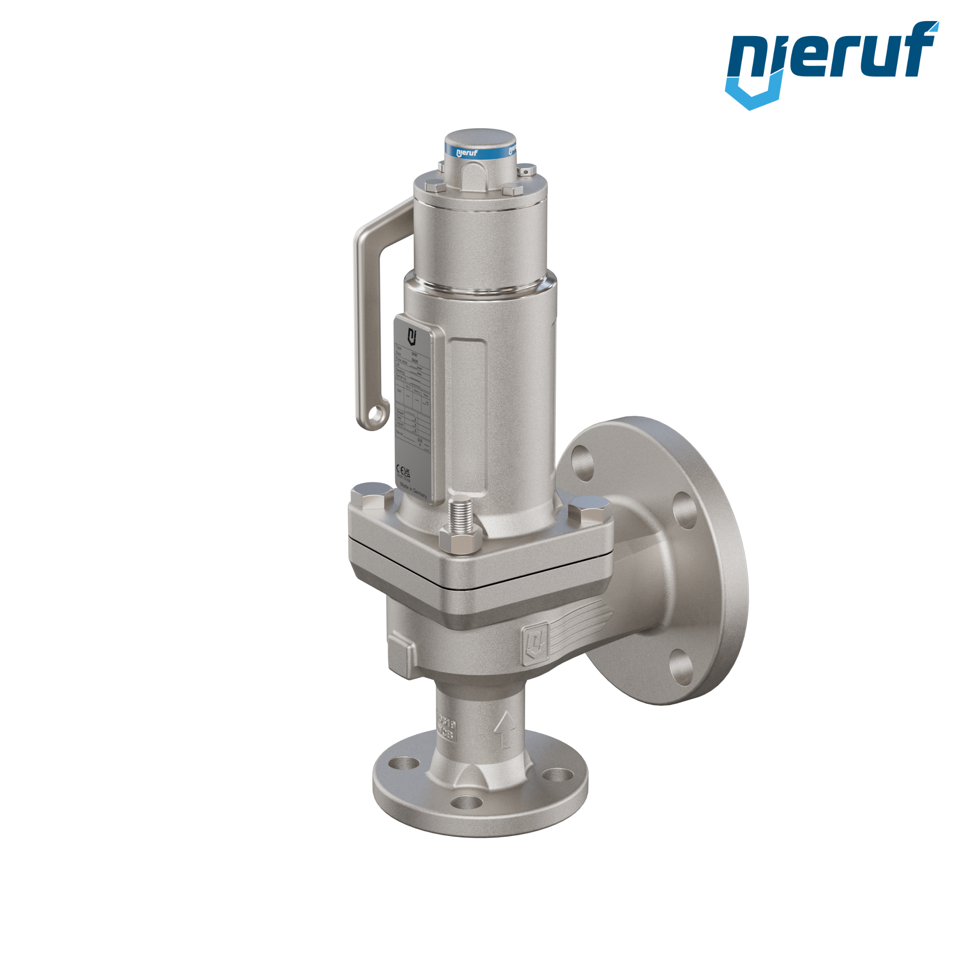 valvola di sicurezza flangiata ASME fluidi liquidi a tenuta di gas ANSI 150 DN25 1" x 2" SF07, acciaio, FFKM, dispositivo di sollevamento con leva