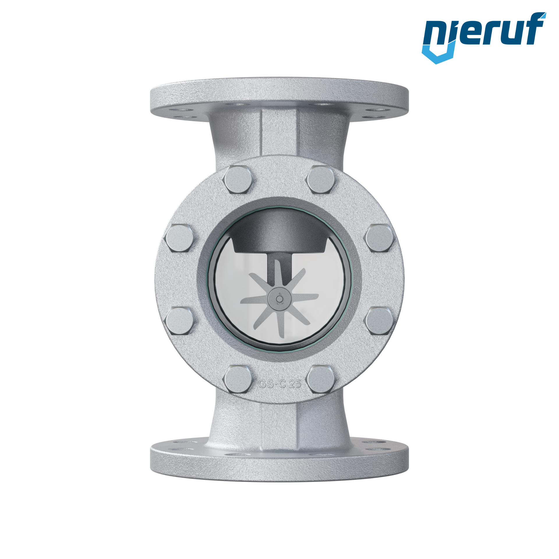 Specola visiva flangiata DN100 acciaio 1.0619 flangia PN40 vetro borosilicato versione con rotore in PTFE