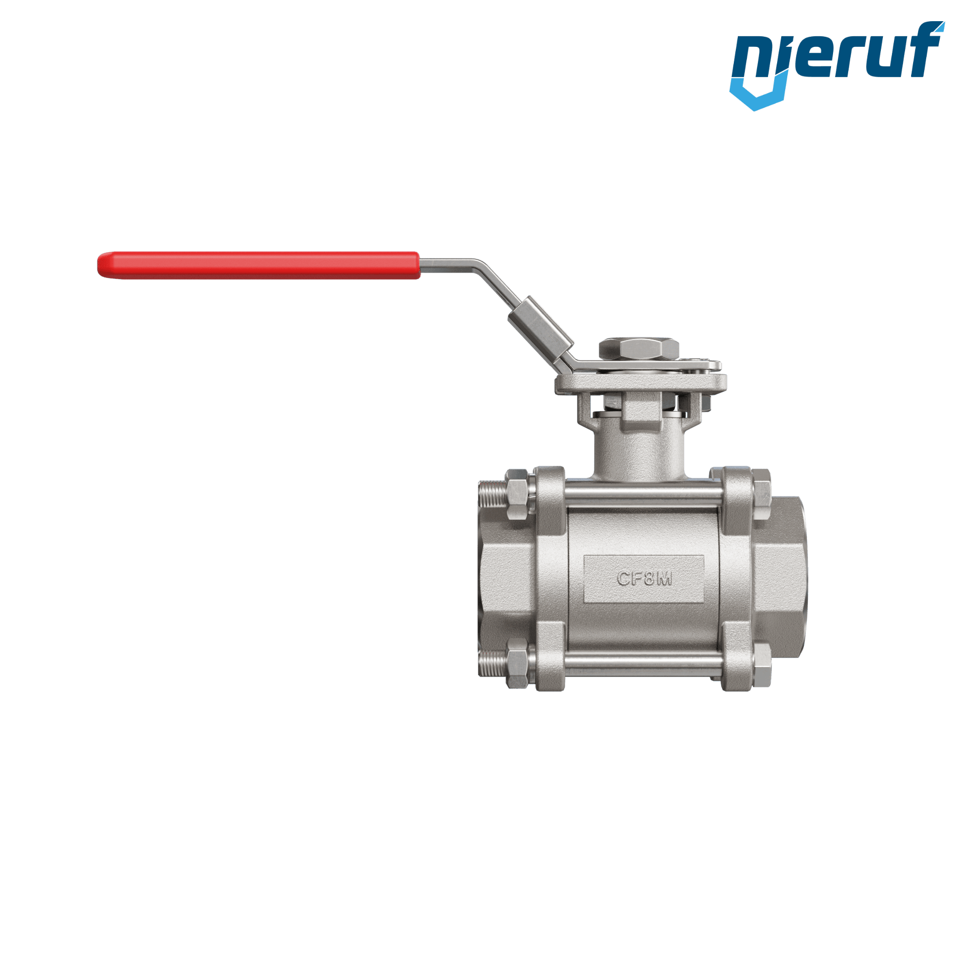 Valvola a sfera in acciaio inossidabile a 3 pezzi GK20 con una flangia per automazione conforme alla norma DIN ISO 5211 DN32 - 1 1/4" pollici filettatura interna NPT