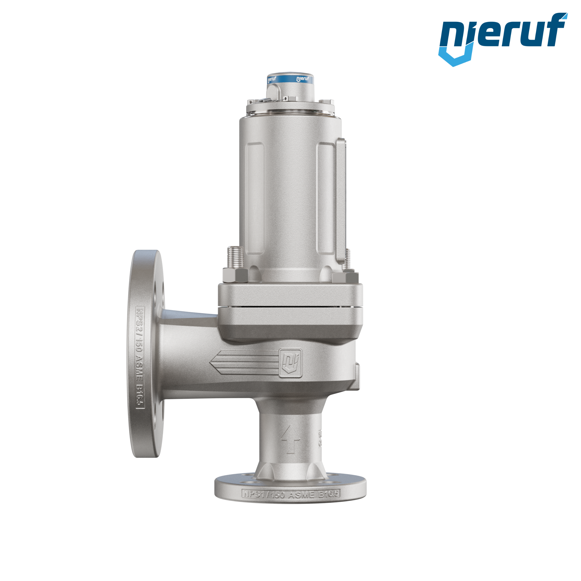 valvola di sicurezza flangiata ASME fluidi liquidi a tenuta di gas ANSI 150 DN25 1" x 2" SF04, acciaio inossidabile, FFKM, senza dispositivo di sollevamento
