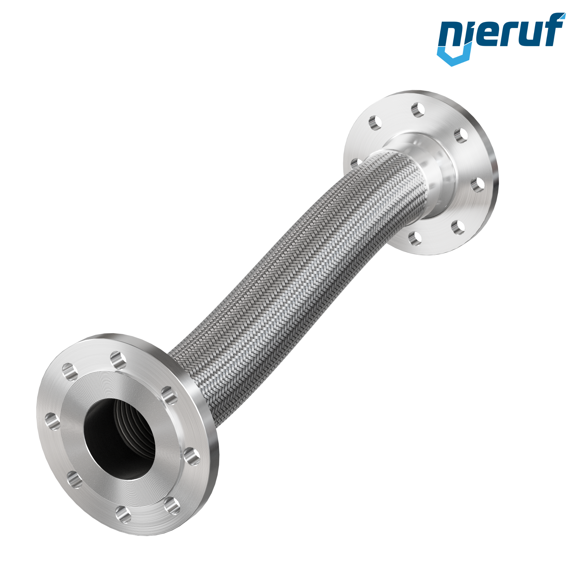 Tubo corrugato in acciaio inossidabile ES01 DN80 - 3" pollici con treccia singola e flangia fissa Lunghezza 1000 mm