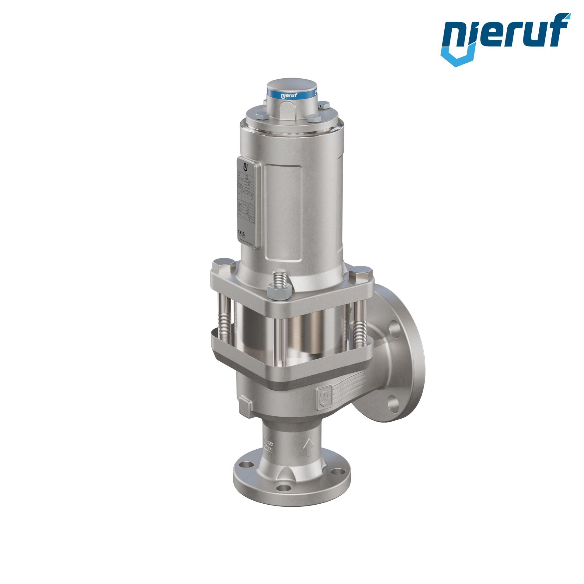 valvola di sicurezza flangiata ASME fluidi liquidi a tenuta di gas manicotto di tenuta ANSI 150 DN32 1 1/2" x 2" SF04, acciaio inossidabile, FFKM, senza dispositivo di sollevamento