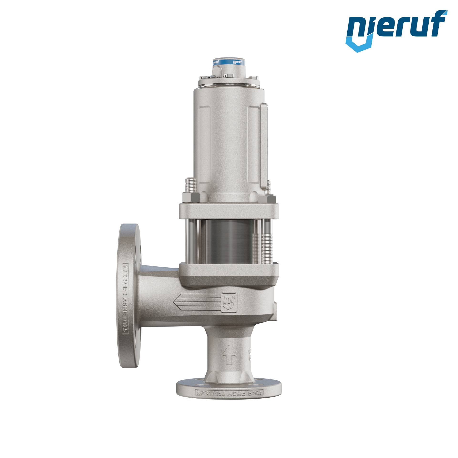 valvola di sicurezza flangiata ASME fluidi liquidi a tenuta di gas con manicotto di tenuta ANSI 150 DN25 1" x 2" SF07 acciaio, FFKM, senza dispositivo di sollevamento