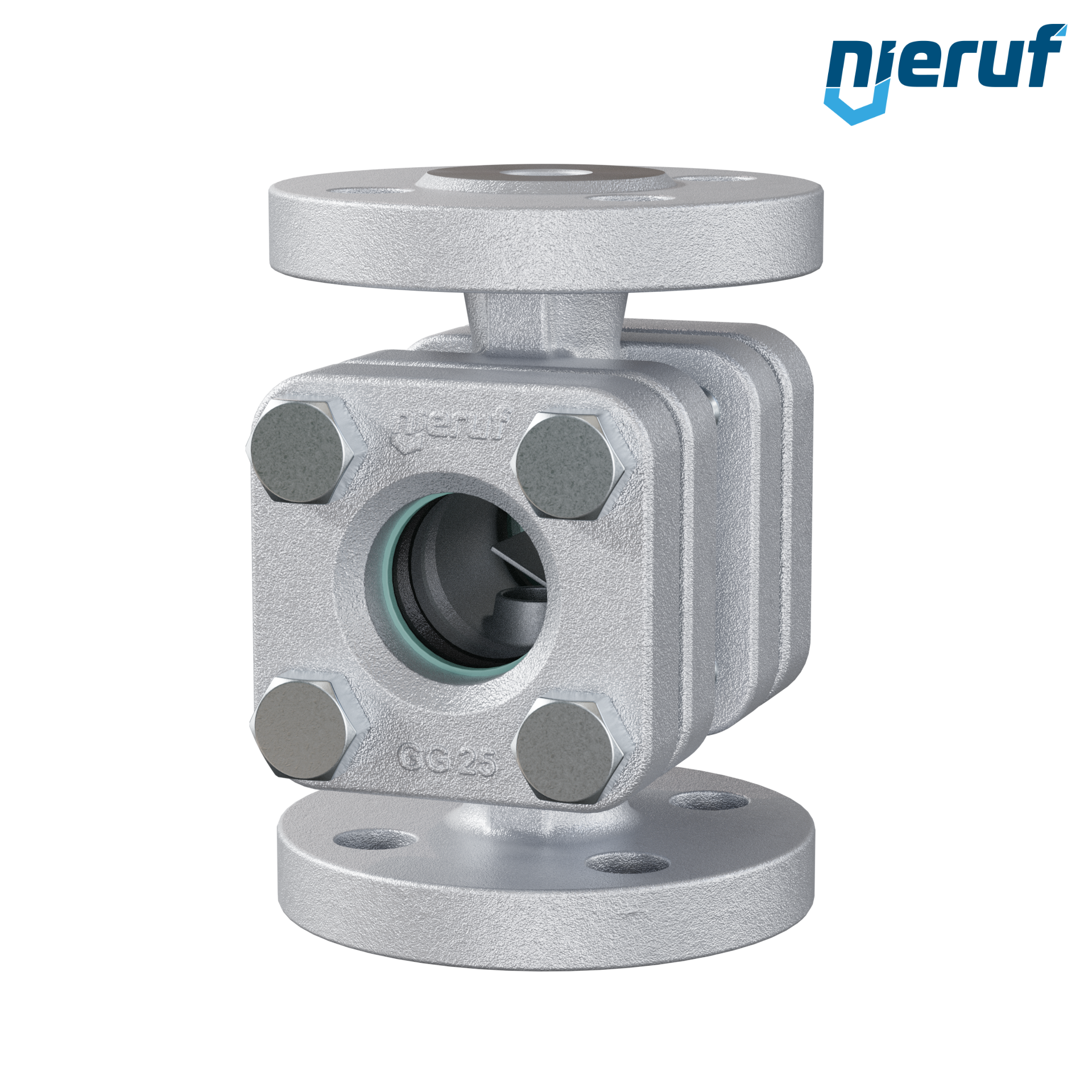 Specola visiva flangiata DN15 - 1/2" pollici ghisa GG25 flangia ANSI 150 vetro borosilicato versione con disco