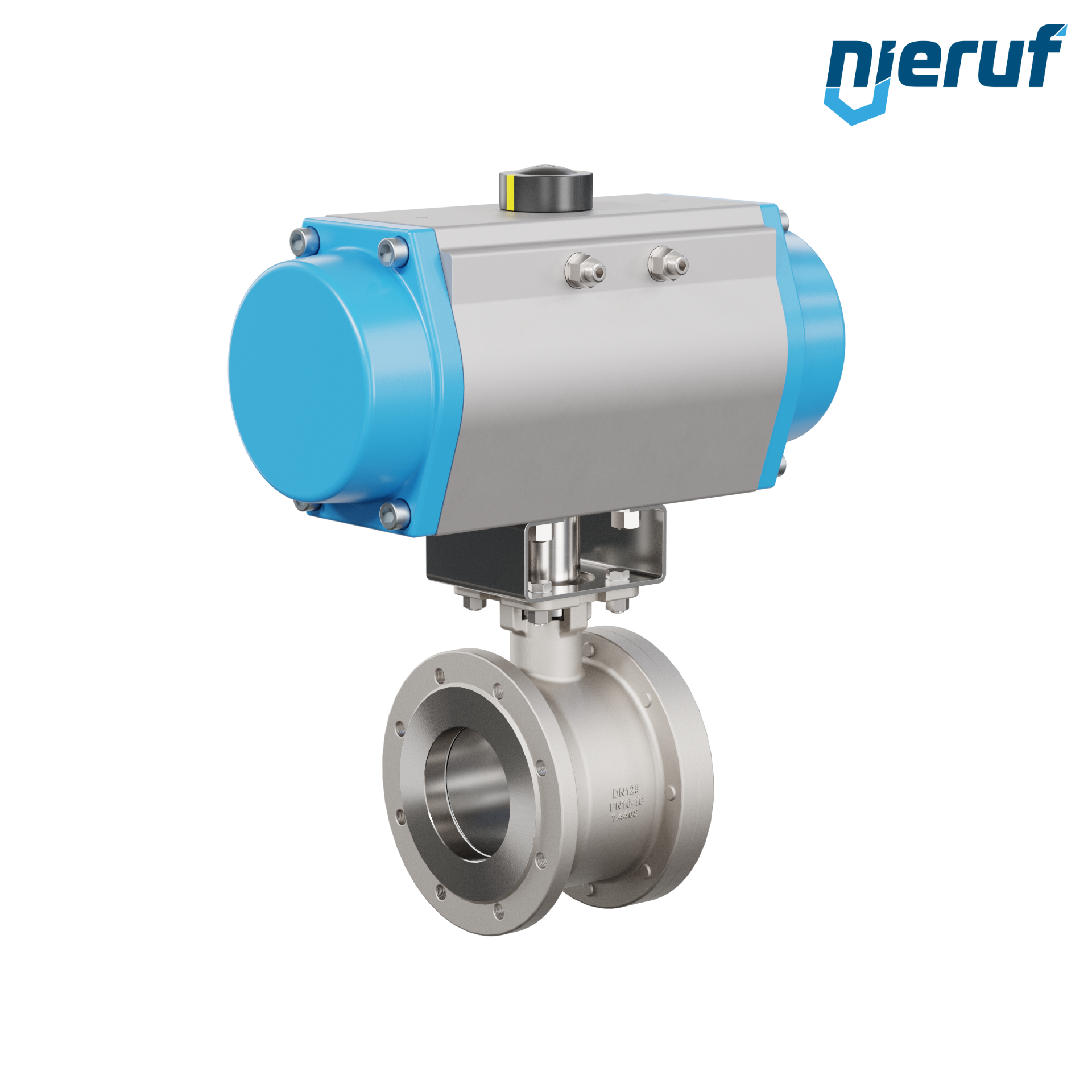 valvola a sfera flangiata dal design compatto DN125 PK07 azionamento rotativo pneumatico a semplice effetto apertura a molla