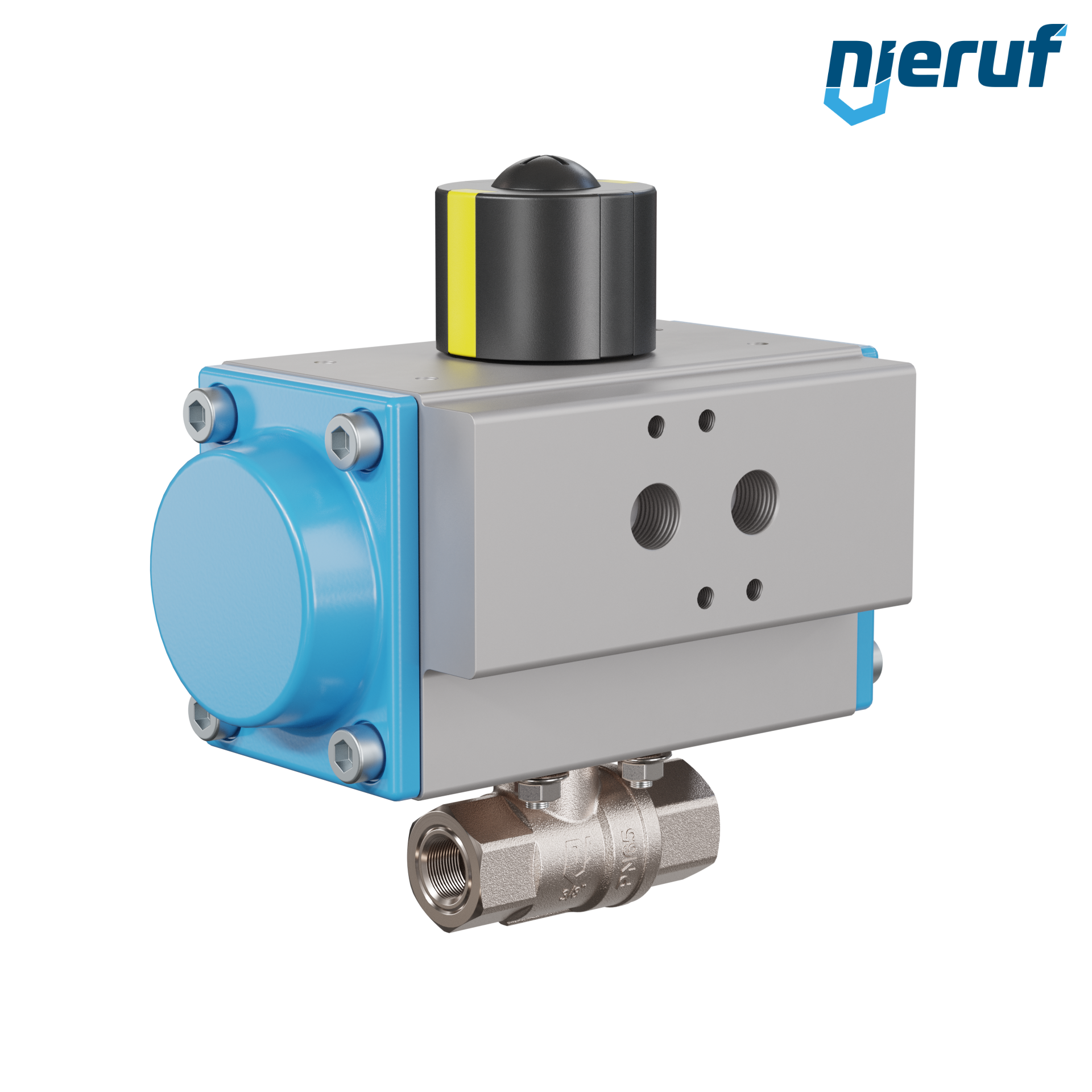 valvola a sfera automatica con manicotto DN8 - 1/4" pollici azionamento rotativo pneumatico a effetto semplice apertura a molla PK01