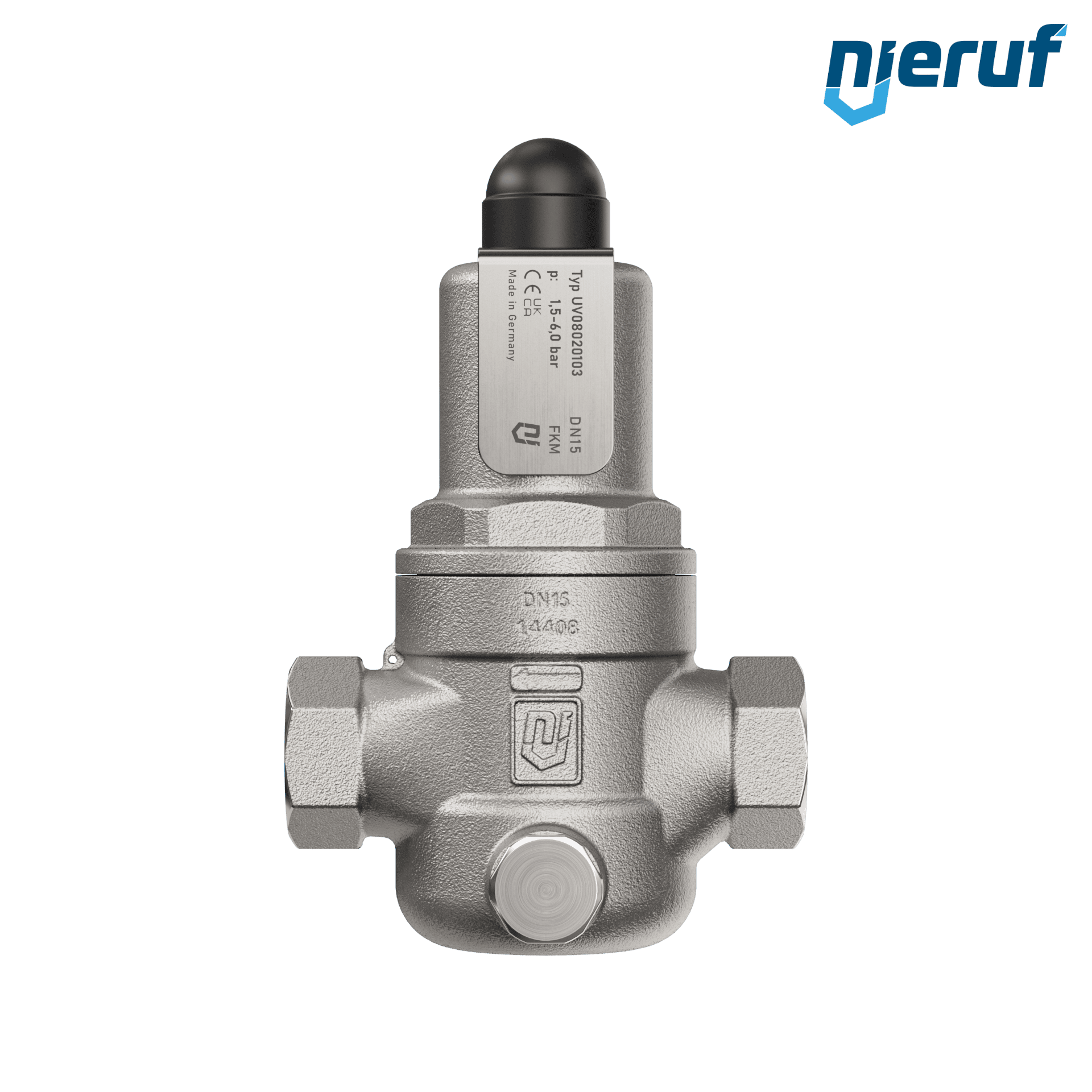 valvola di troppo pieno a pressione differenziale 1/2" pollici filettat. int UV08 acciaio inossidabile AISI 316L 1,5 - 6,0 bar