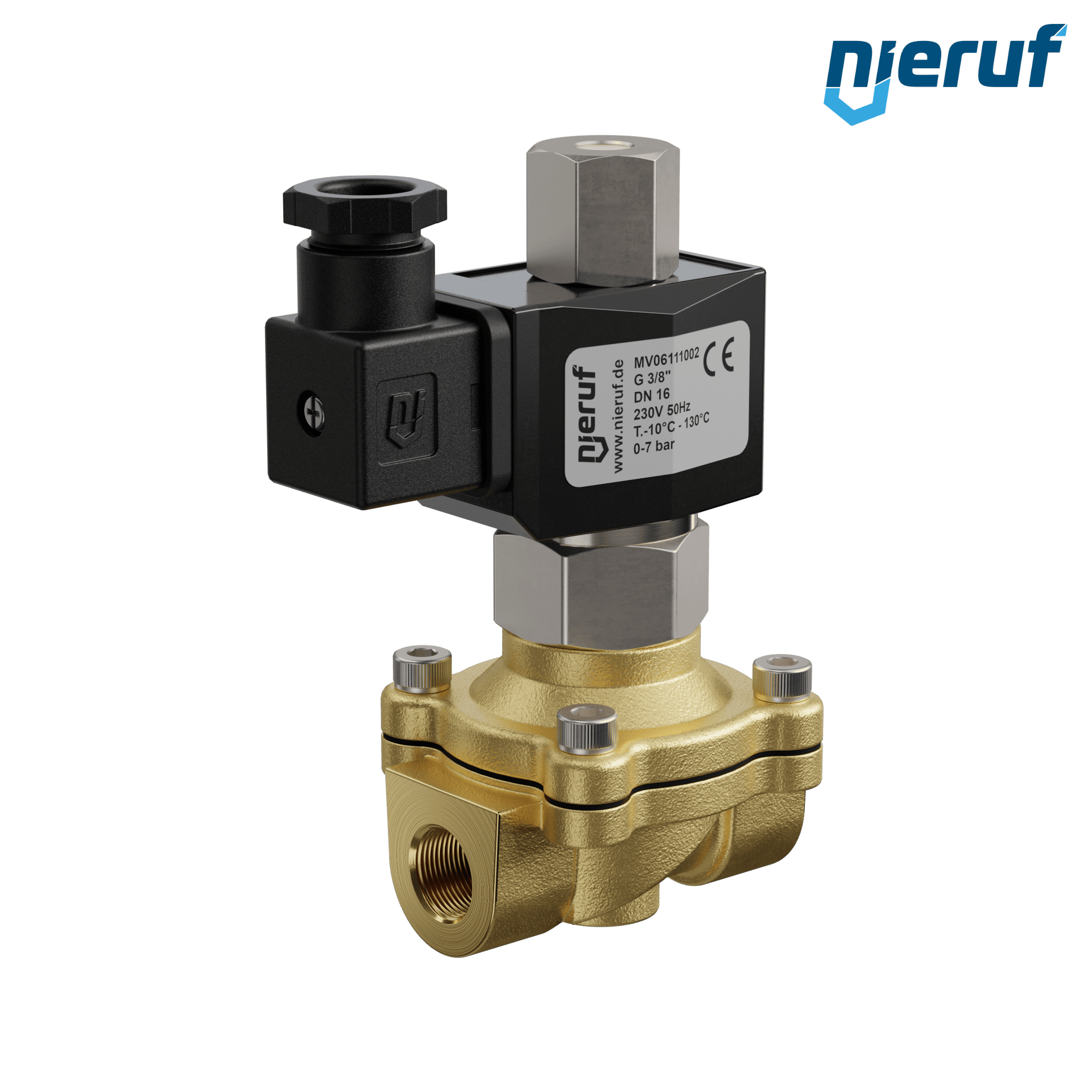 électrovanne DN16 G 3/8" pouce laiton MV06 EPDM 230V 50Hz NO
