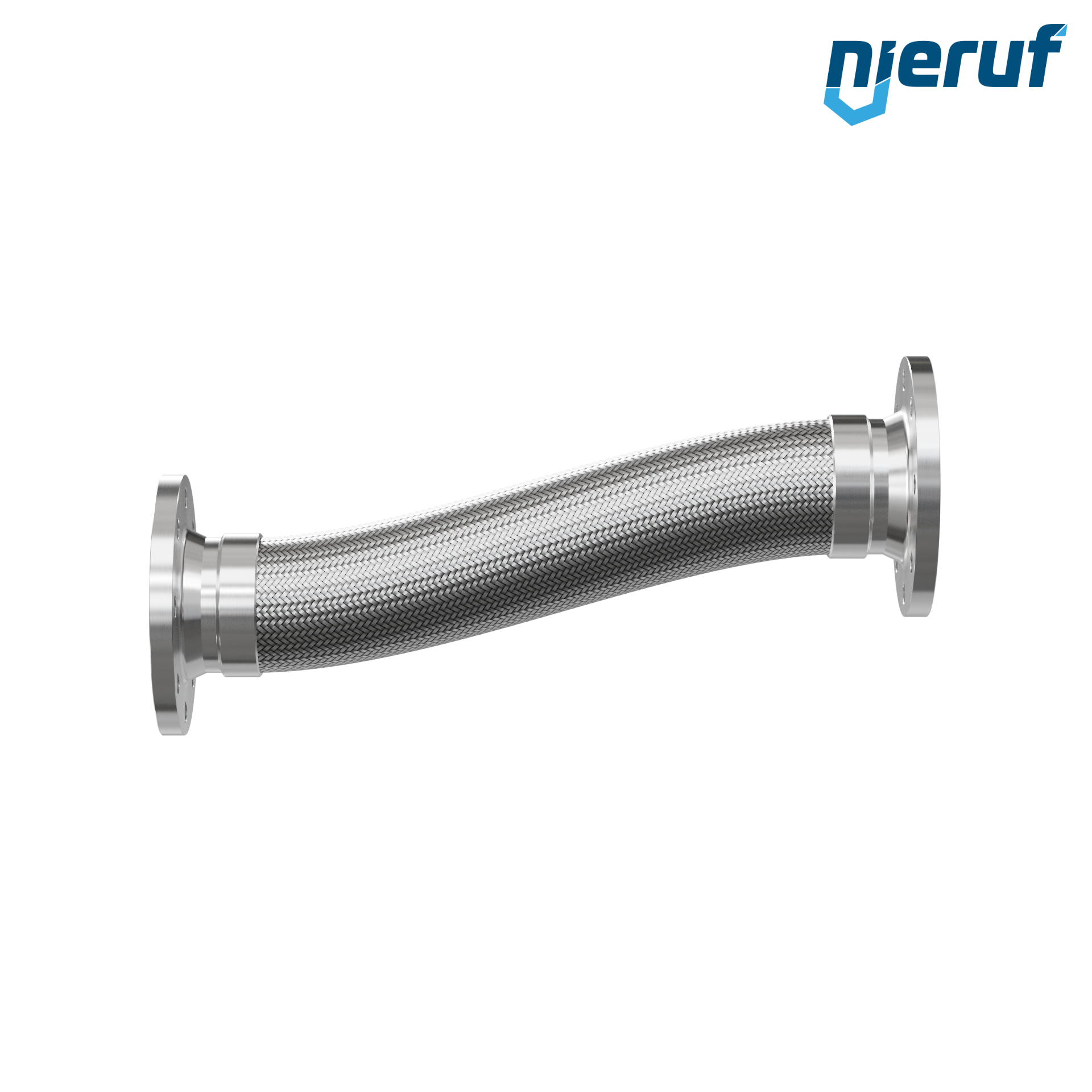 Tubo corrugato in acciaio inossidabile ES01 DN100 - 4" pollici con treccia singola e flangia fissa Lunghezza 1000 mm