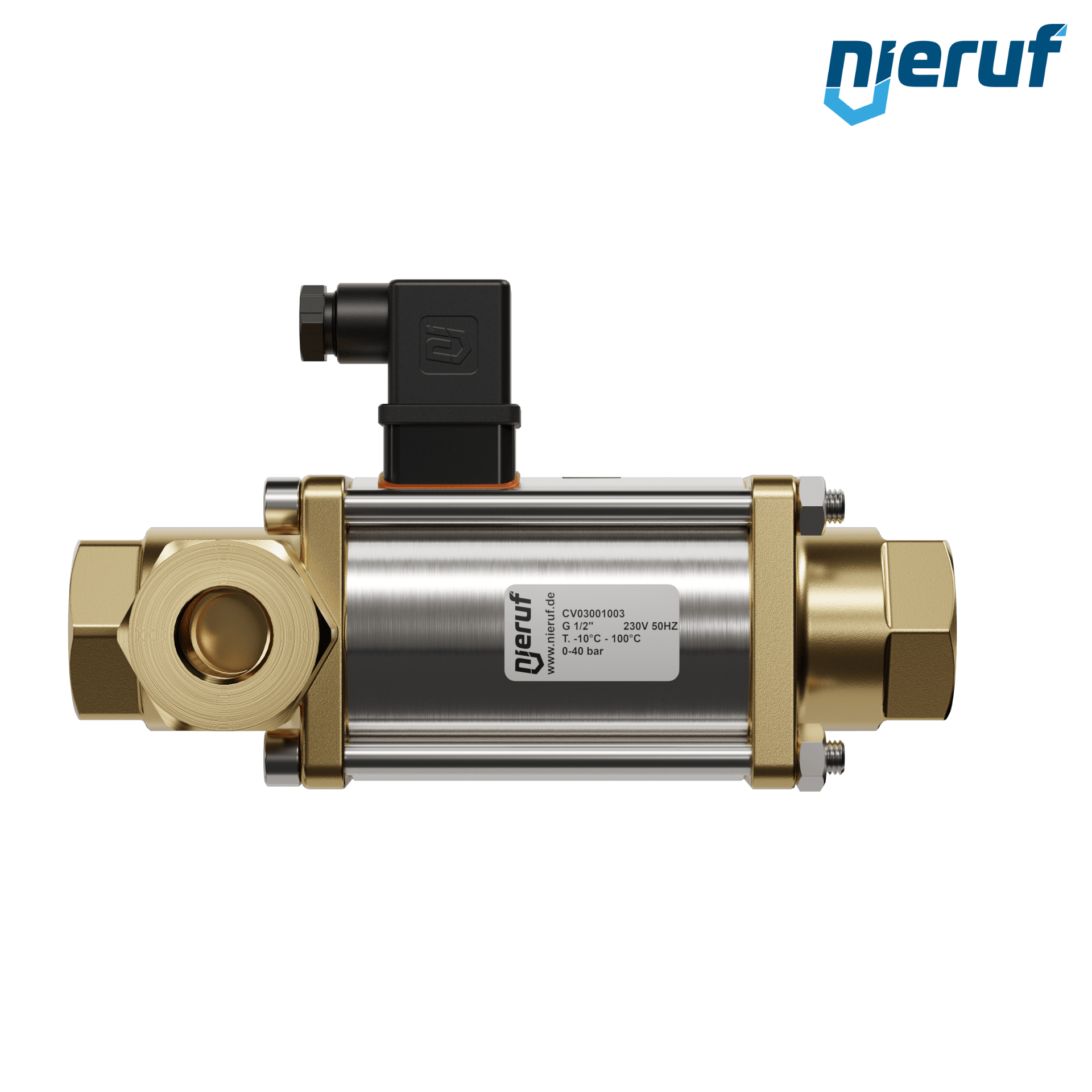 valvola coassiale a 3/2 vie 1/2" pollici filettatura interna - DN15 ottone 230V AC NC - per applicazione con acqua