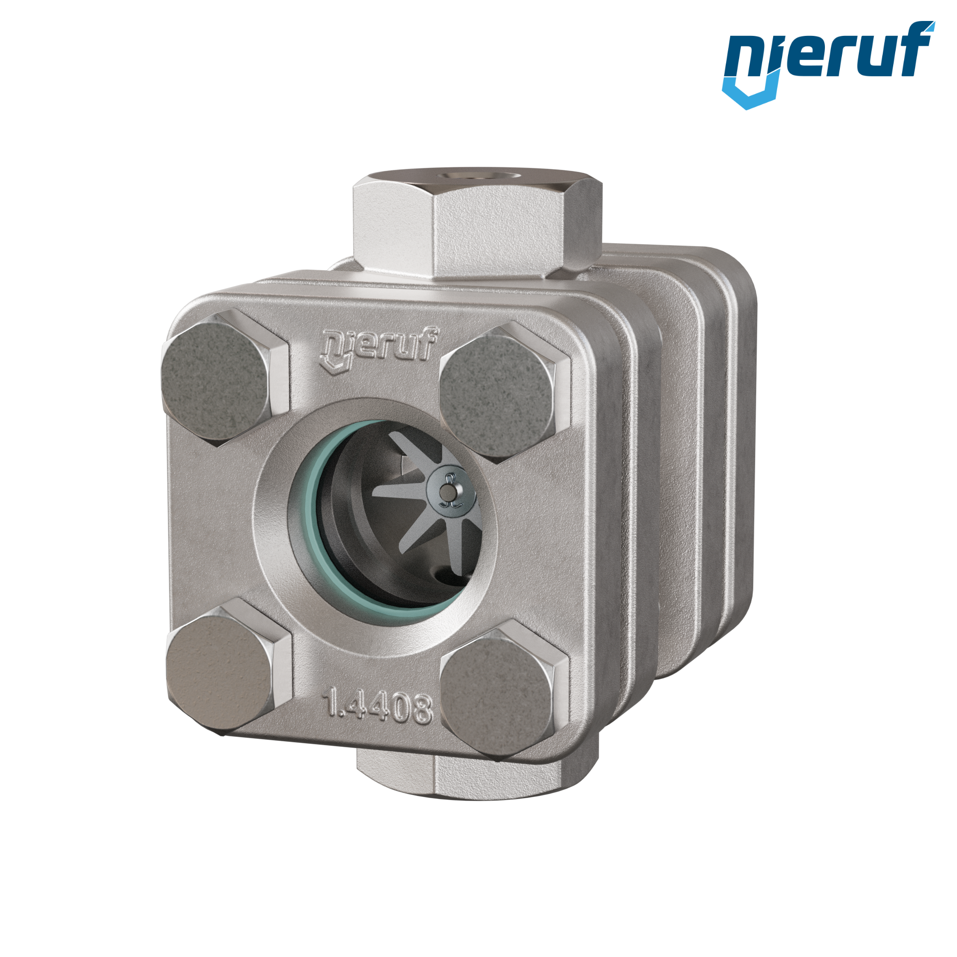 spia visiva / indicatore di flusso G 1/4" pollici acciaio inossidabile vetro borosilicato versione con rotore in PTFE