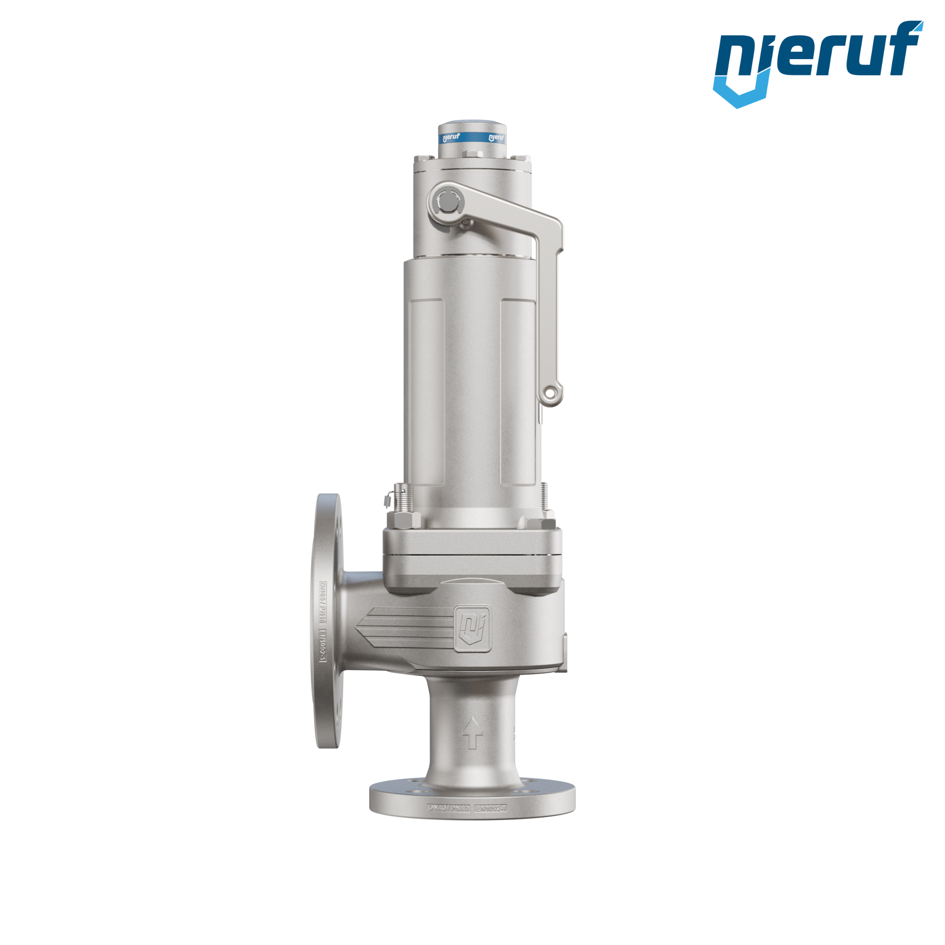 valvola di sicurezza flangiata DN40/DN65 SF04, acciaio inox 1.4408 PTFE, dispositivo di sollevamento con leva