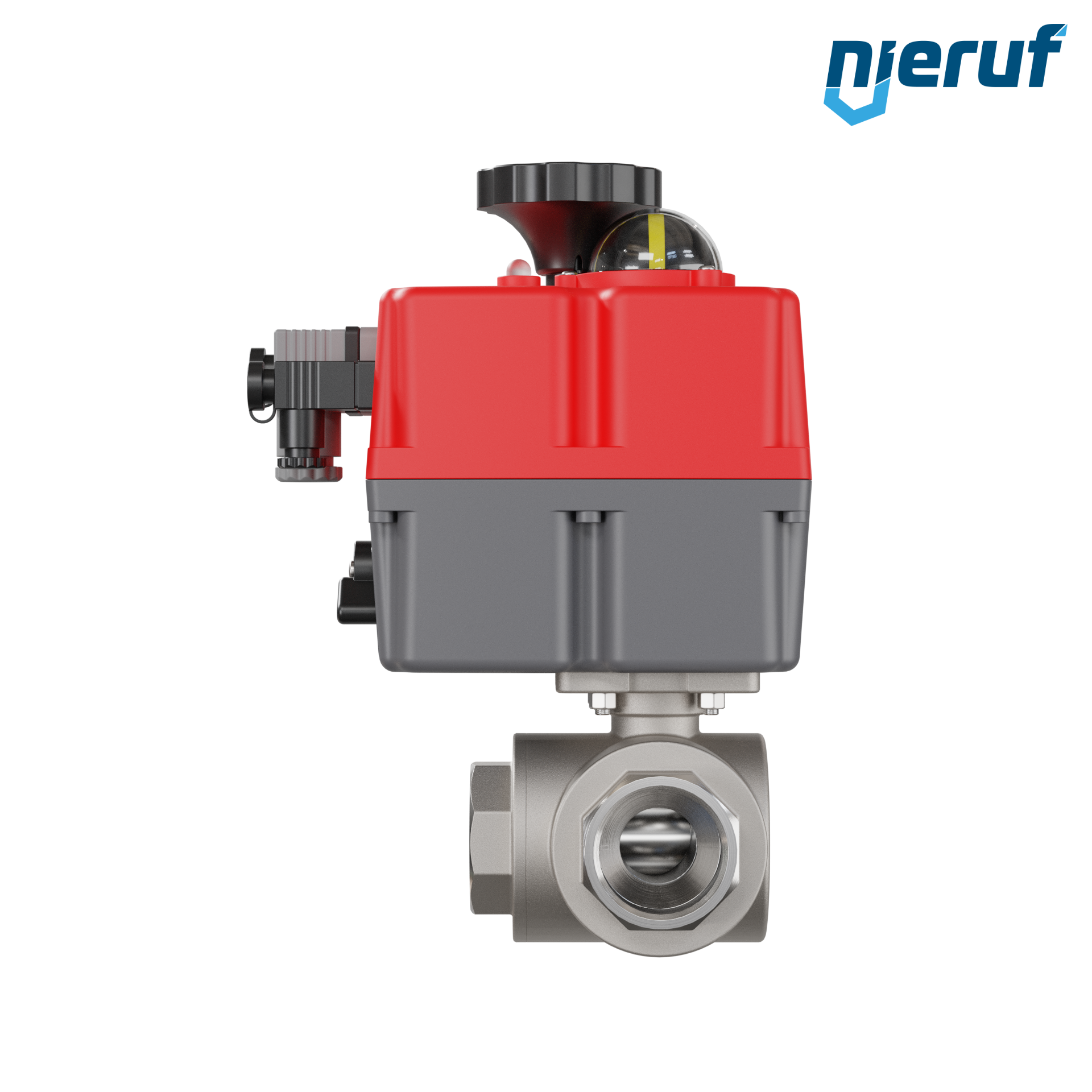 valvola a sfera a 3 vie con attuatore elettrico 24-240V DN32 - 1 1/4" pollici acciaio inossidabile a passaggio ridotto con incavo a forma di L