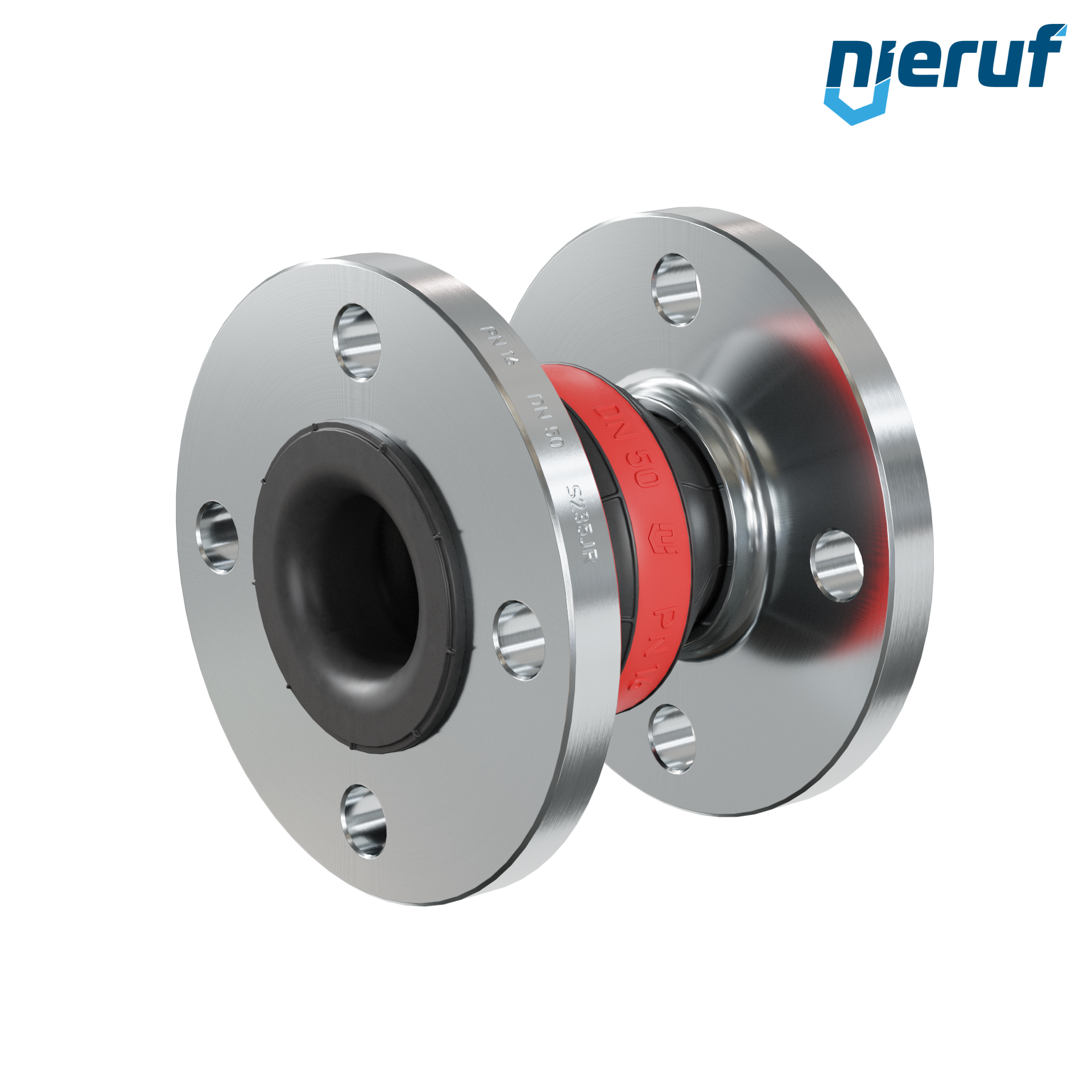 Compensatore in gomma per acqua potabile con anello di supporto del vuoto DN50 PN16 tipo KP04 flange in acciaio EPDM